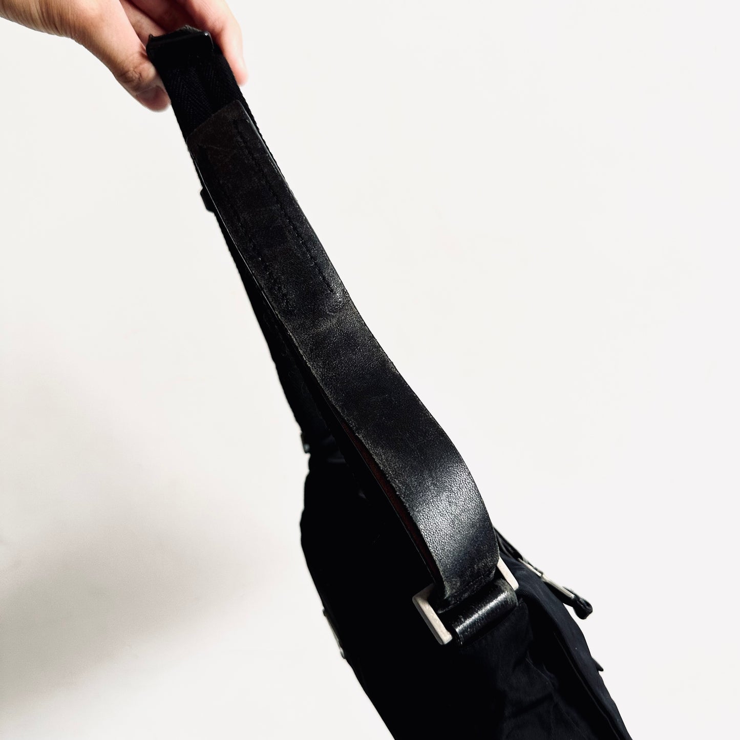 Prada Black Tessuto Classic Logo Nylon Flap Shoulder Sling Bag