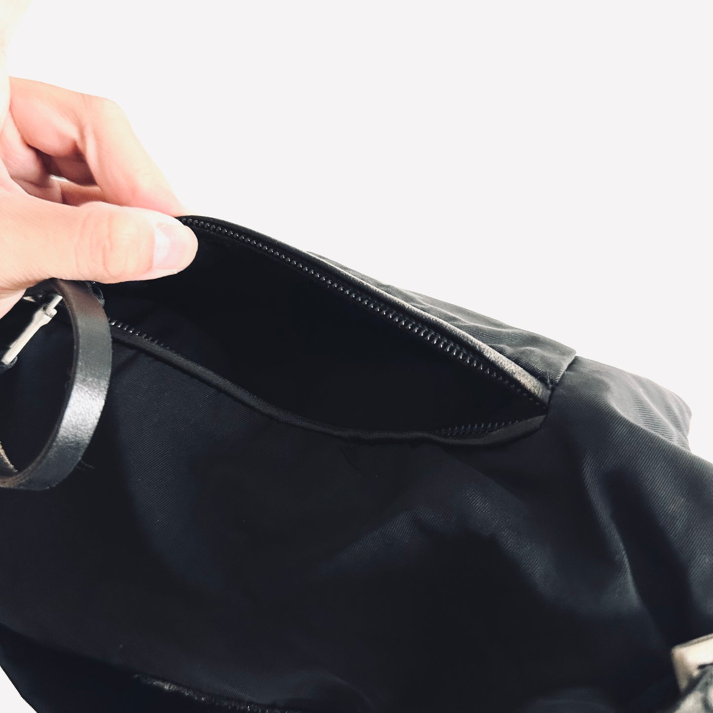 Prada Black Tessuto Classic Logo Nylon Flap Shoulder Sling Bag