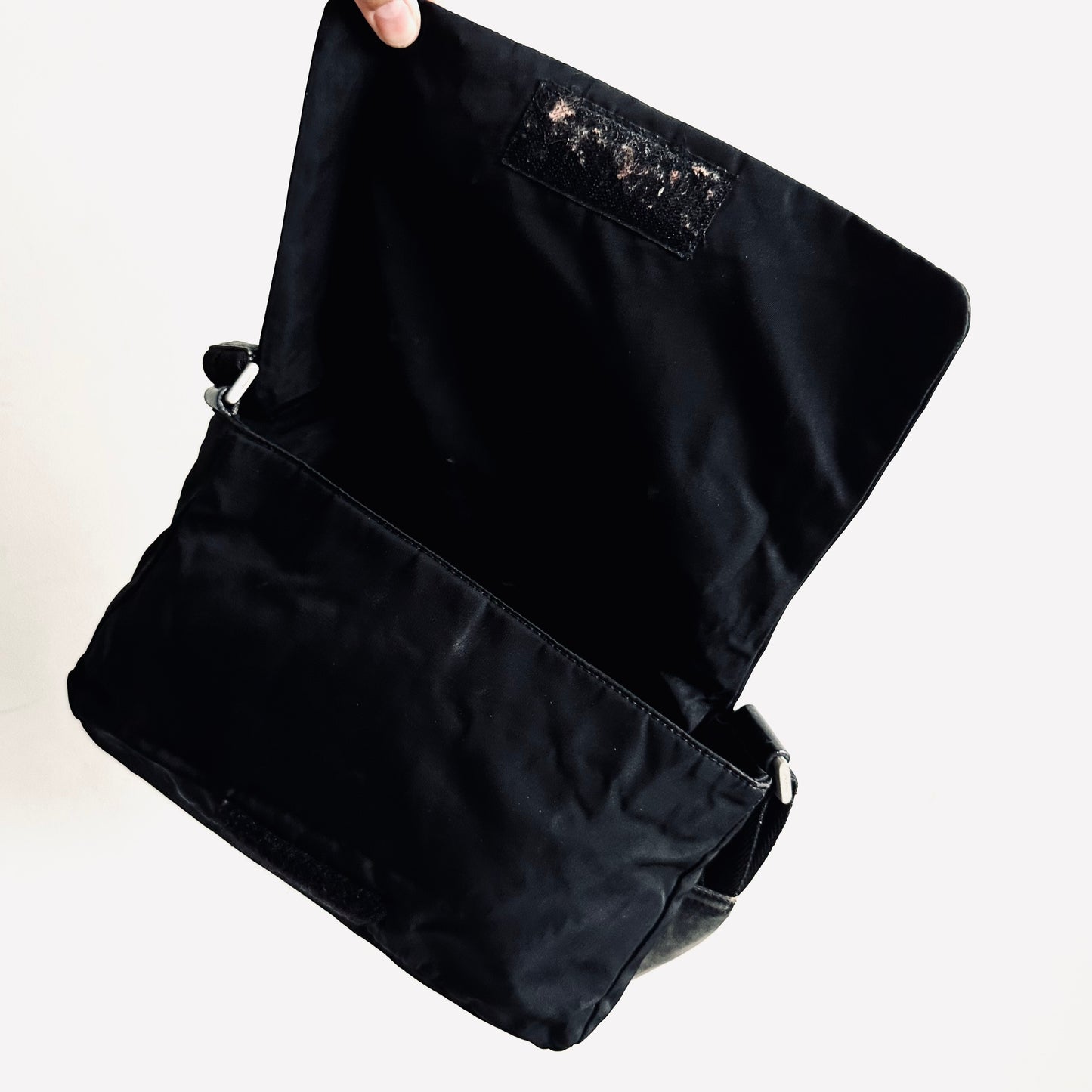 Prada Black Tessuto Classic Logo Nylon Flap Shoulder Sling Bag