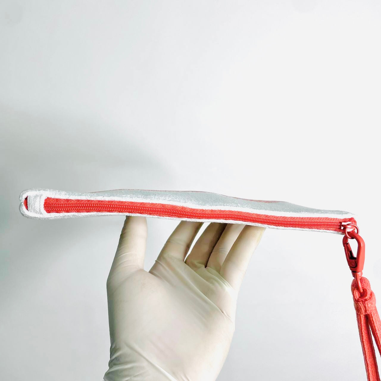Christian Dior Red / White Trousse Monogram Logo Zip Clutch Pouch Case Wrislet Parfums