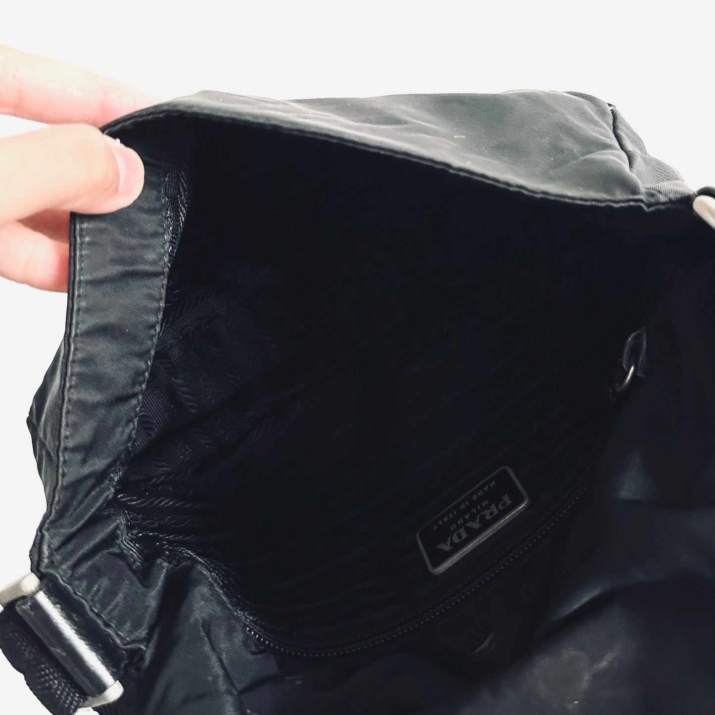 Prada Black Tessuto Classic Logo Nylon Flap Shoulder Sling Bag