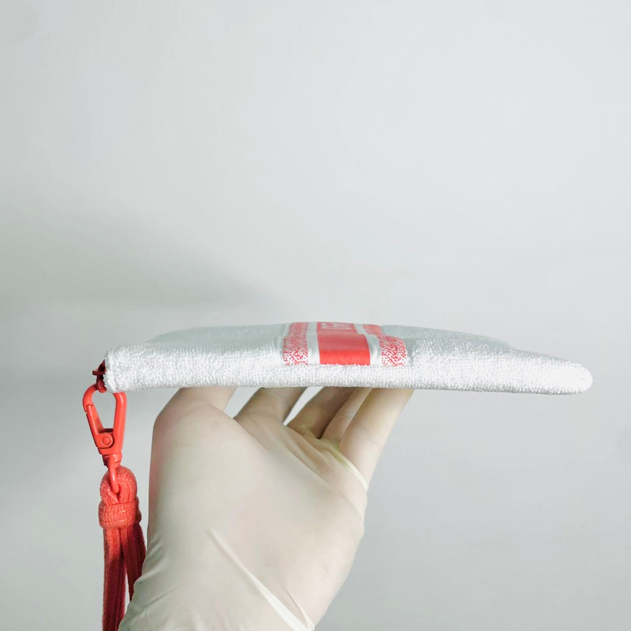 Christian Dior Red / White Trousse Monogram Logo Zip Clutch Pouch Case Wrislet Parfums