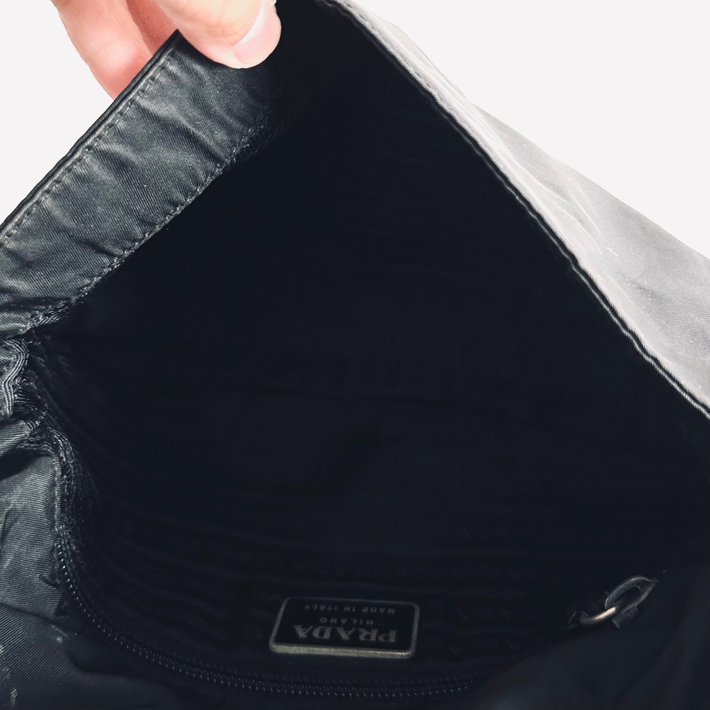 Prada Black Tessuto Classic Logo Nylon Flap Shoulder Sling Bag