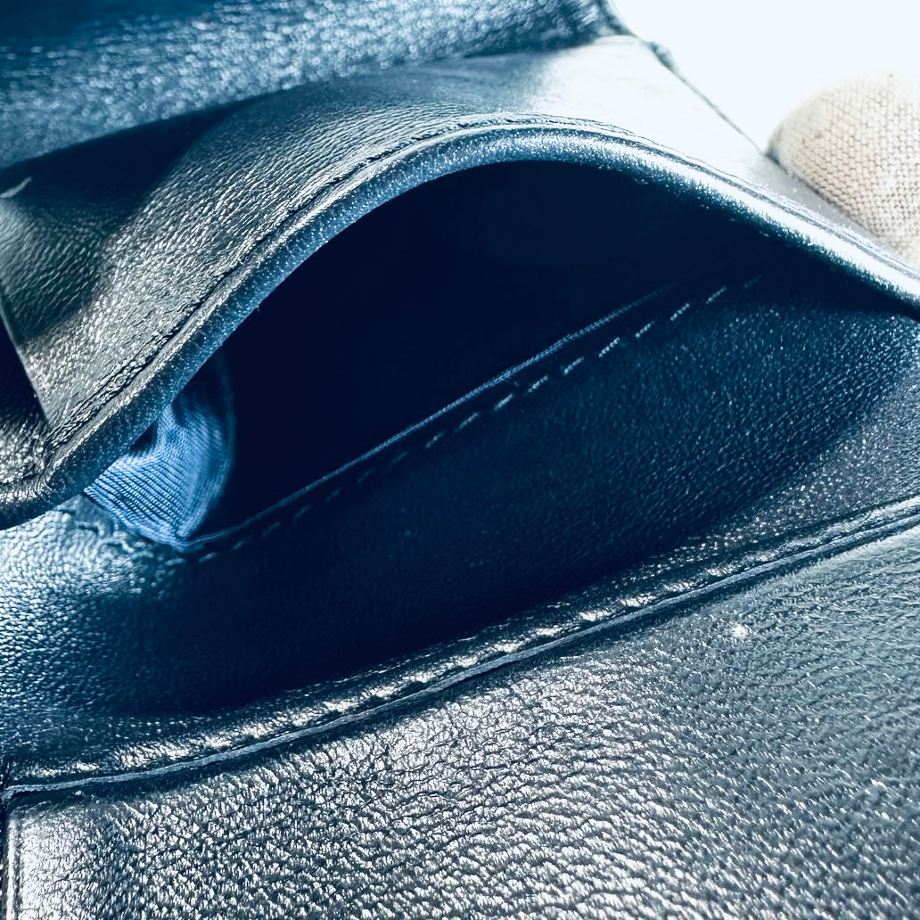 Christian Dior CD Saddle Lotus Navy Blue GHW Oblique Monogram Logo Flap Trifold Compact Wallet