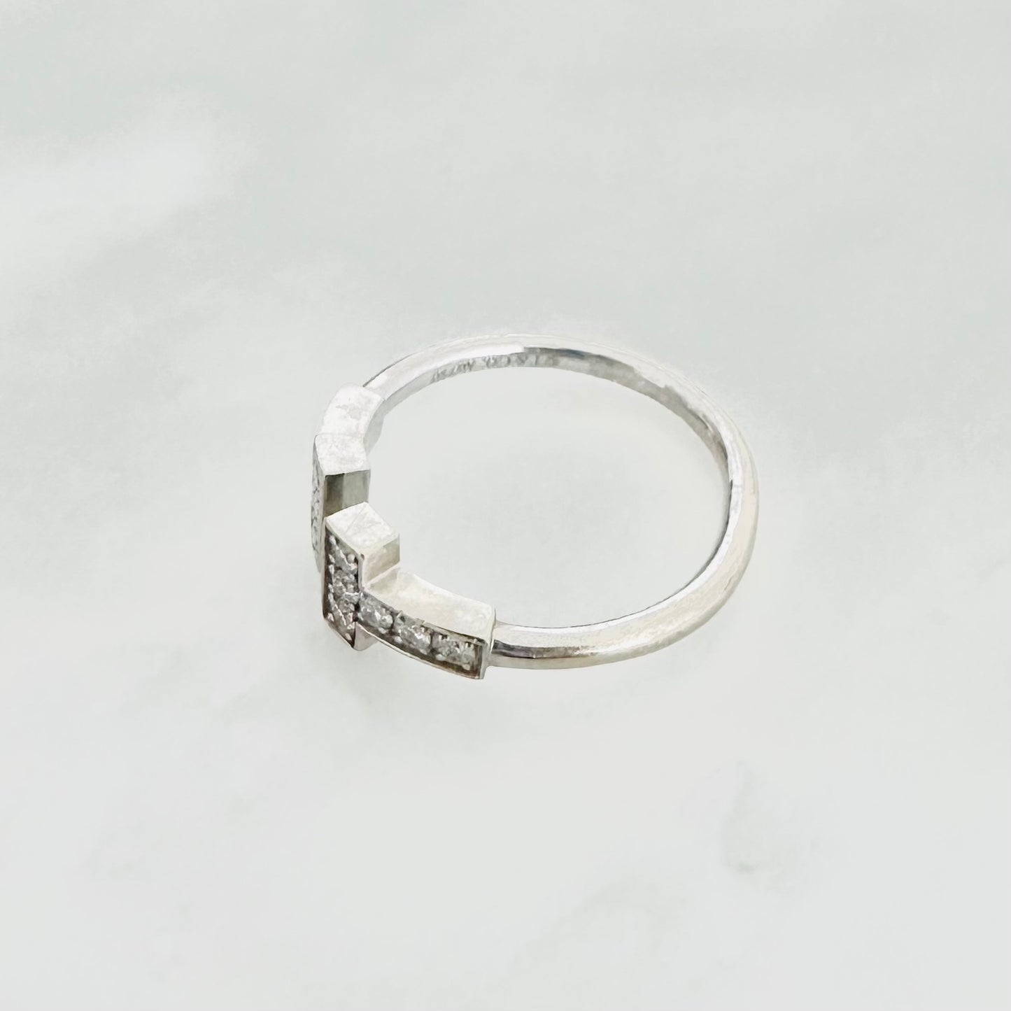 Tiffany & Co T&C T Wire Au750 18K White Gold With Diamonds Ring