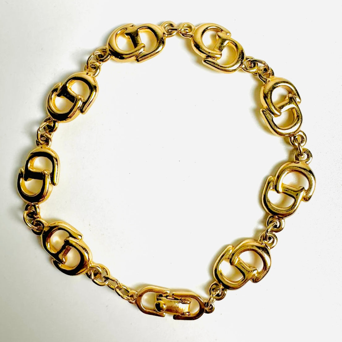 Christian Dior CD Chunky Gold All Over Monogram Logo Bracelet