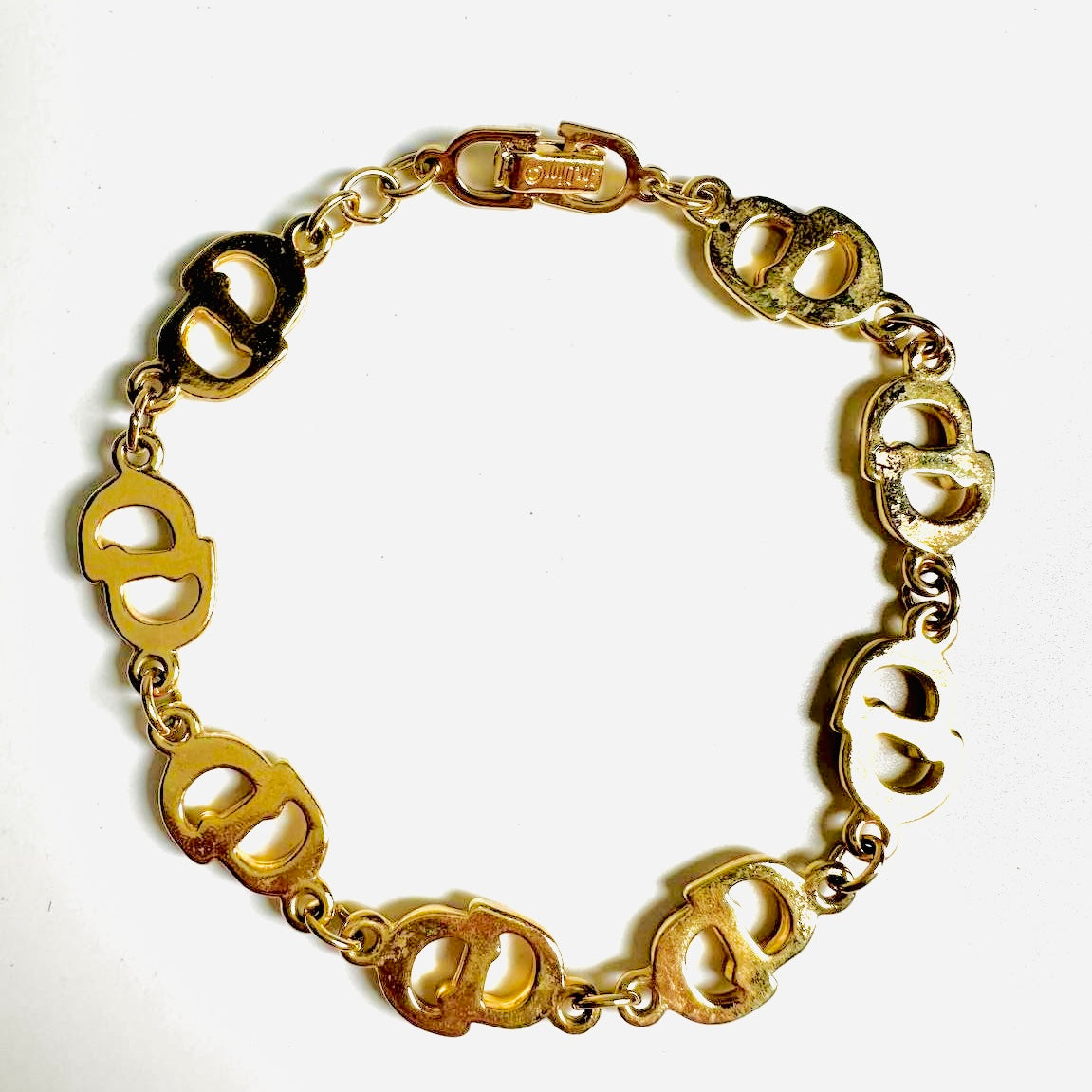 Christian Dior CD Chunky Gold All Over Monogram Logo Bracelet