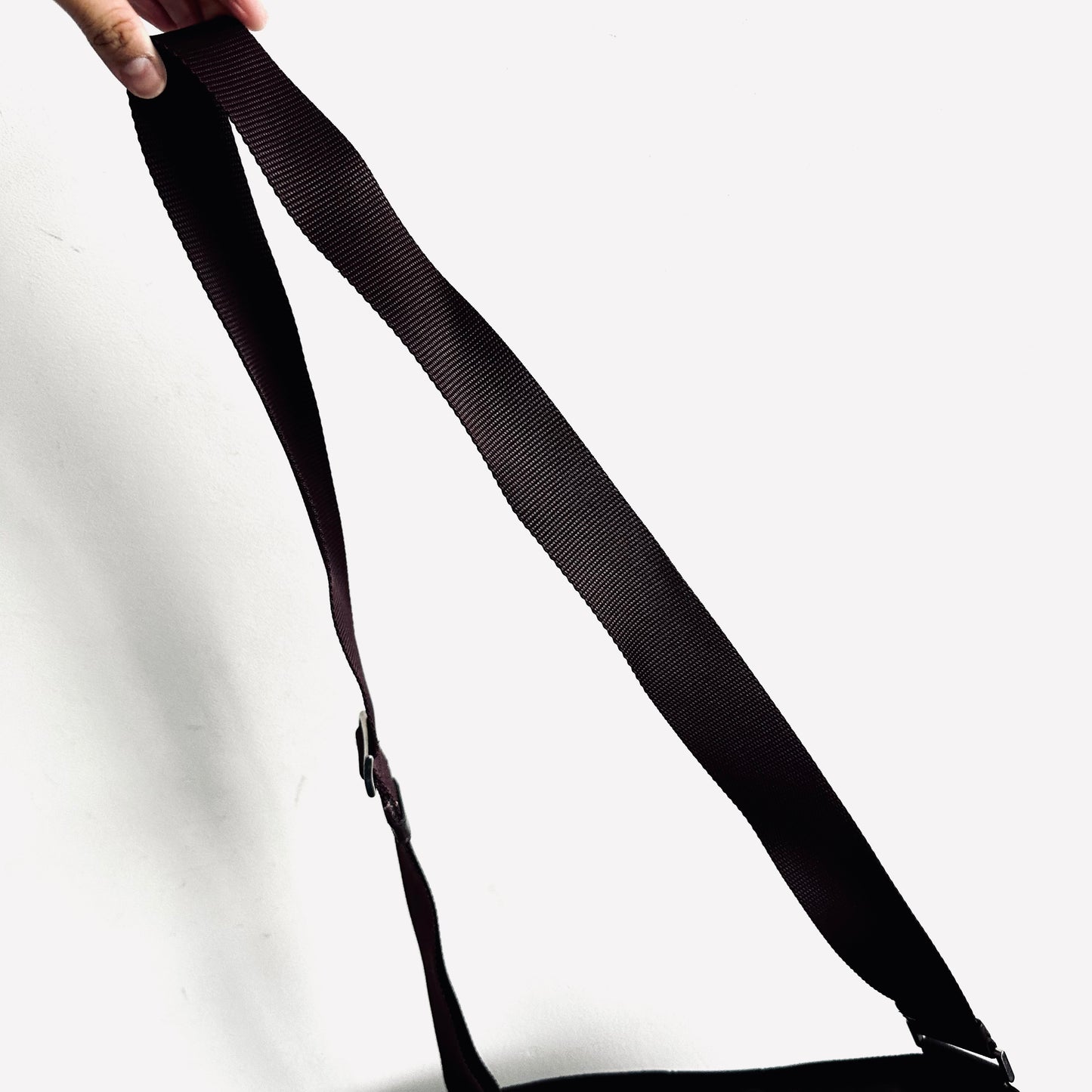 Prada Burgundy Tessuto Logo Classic Nylon & Leather Zip Shoulder Sling Bag