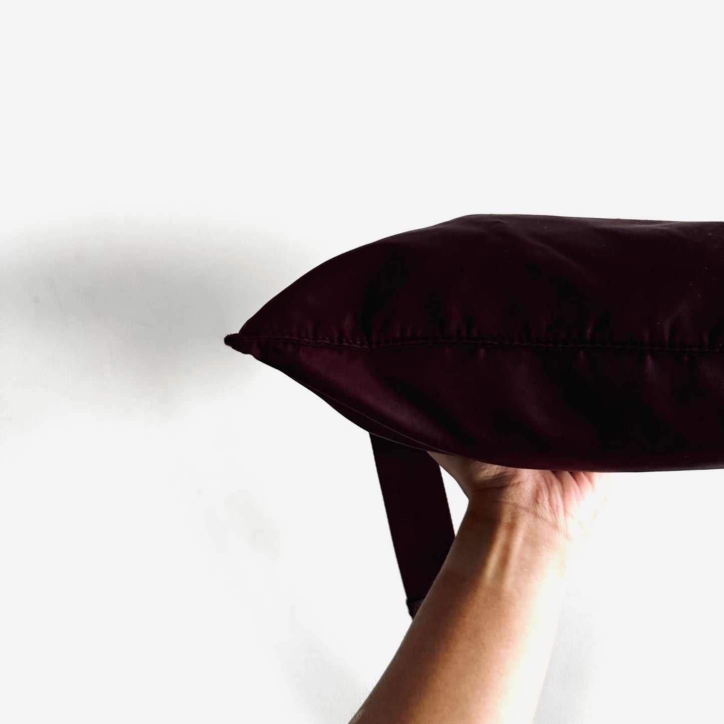 Prada Burgundy Tessuto Logo Classic Nylon & Leather Zip Shoulder Sling Bag