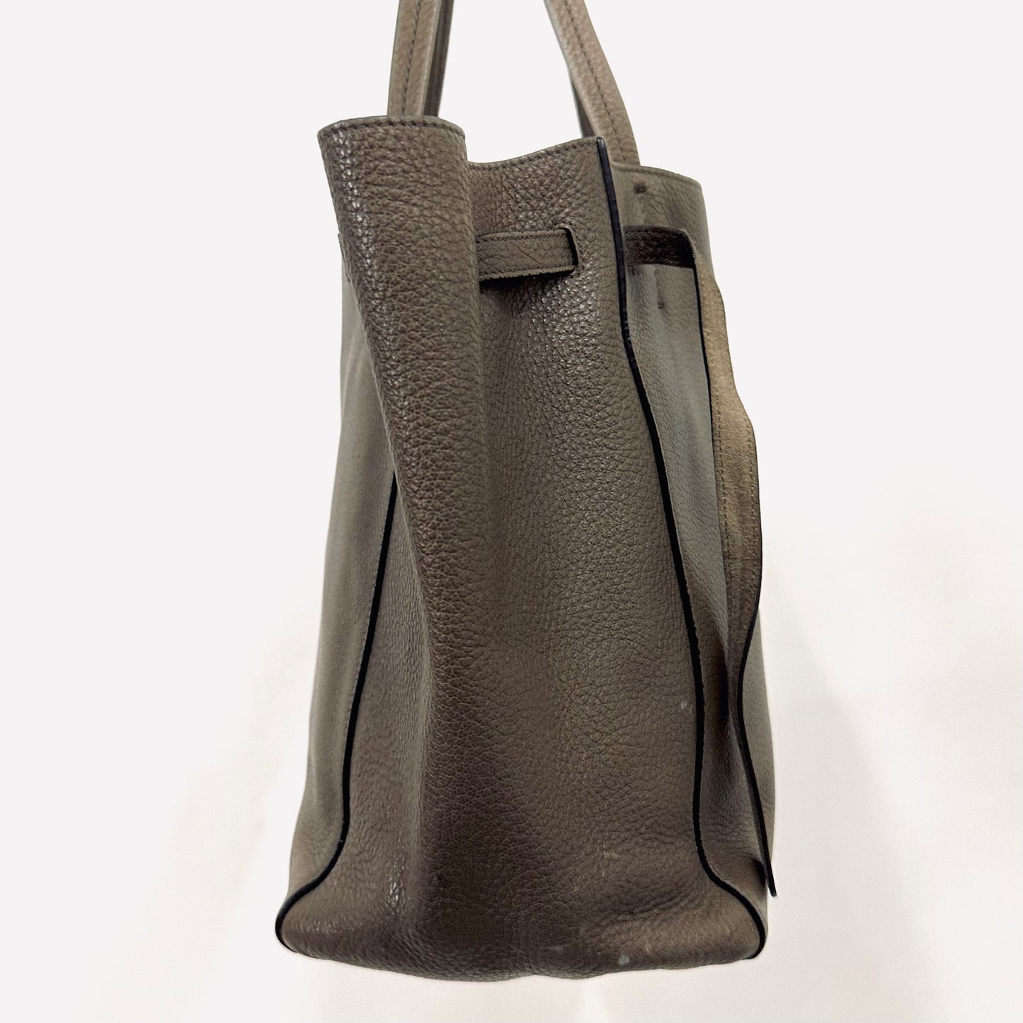Celine Taupe GHW Cabas Phantom Medium Monogram Logo Shopping Shoulder Tote Bag Soft Grained Calfskin
