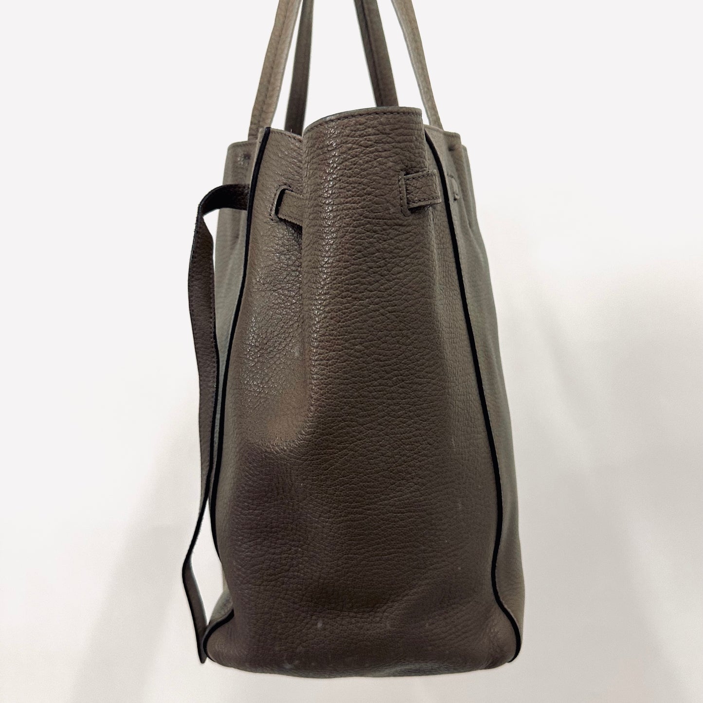 Celine Taupe GHW Cabas Phantom Medium Monogram Logo Shopping Shoulder Tote Bag Soft Grained Calfskin