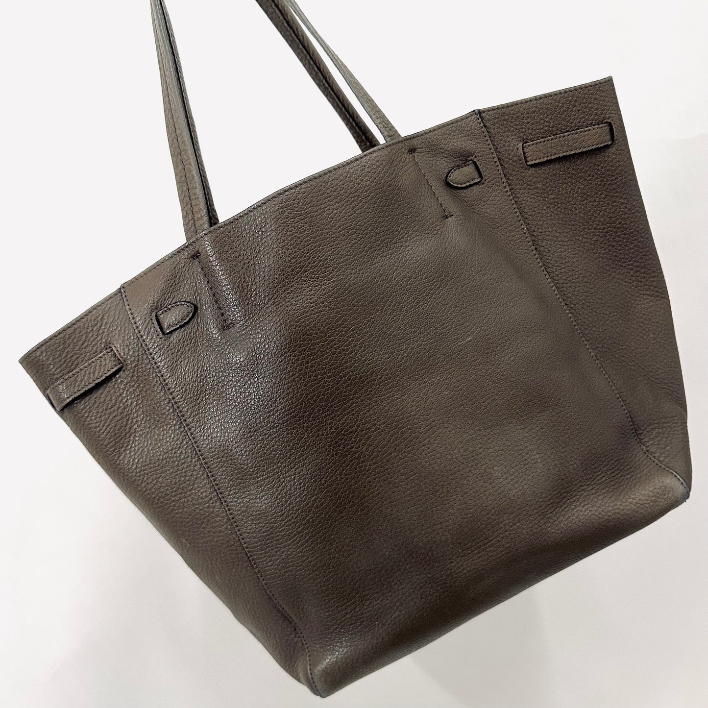 Celine Taupe GHW Cabas Phantom Medium Monogram Logo Shopping Shoulder Tote Bag Soft Grained Calfskin