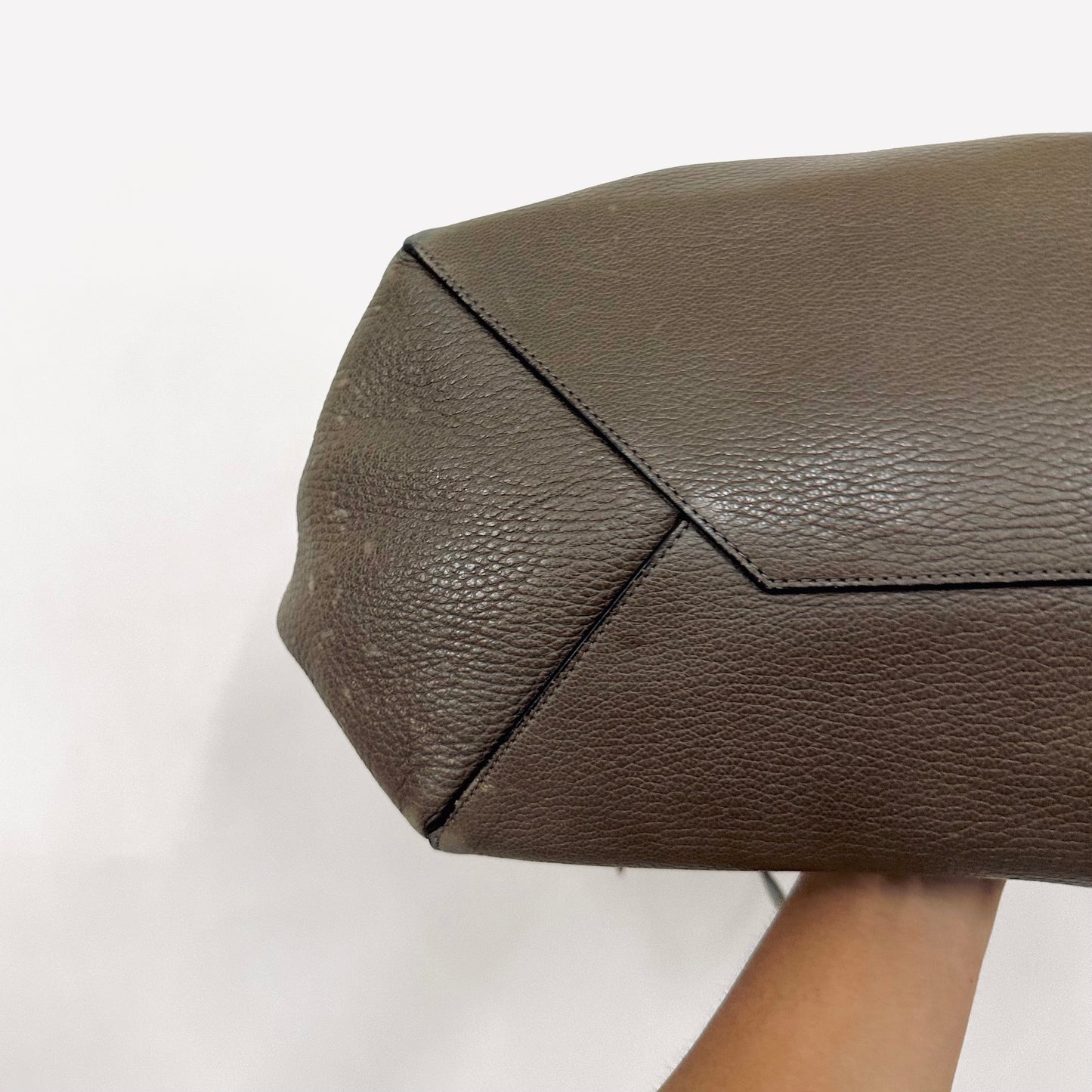 Celine Taupe GHW Cabas Phantom Medium Monogram Logo Shopping Shoulder Tote Bag Soft Grained Calfskin
