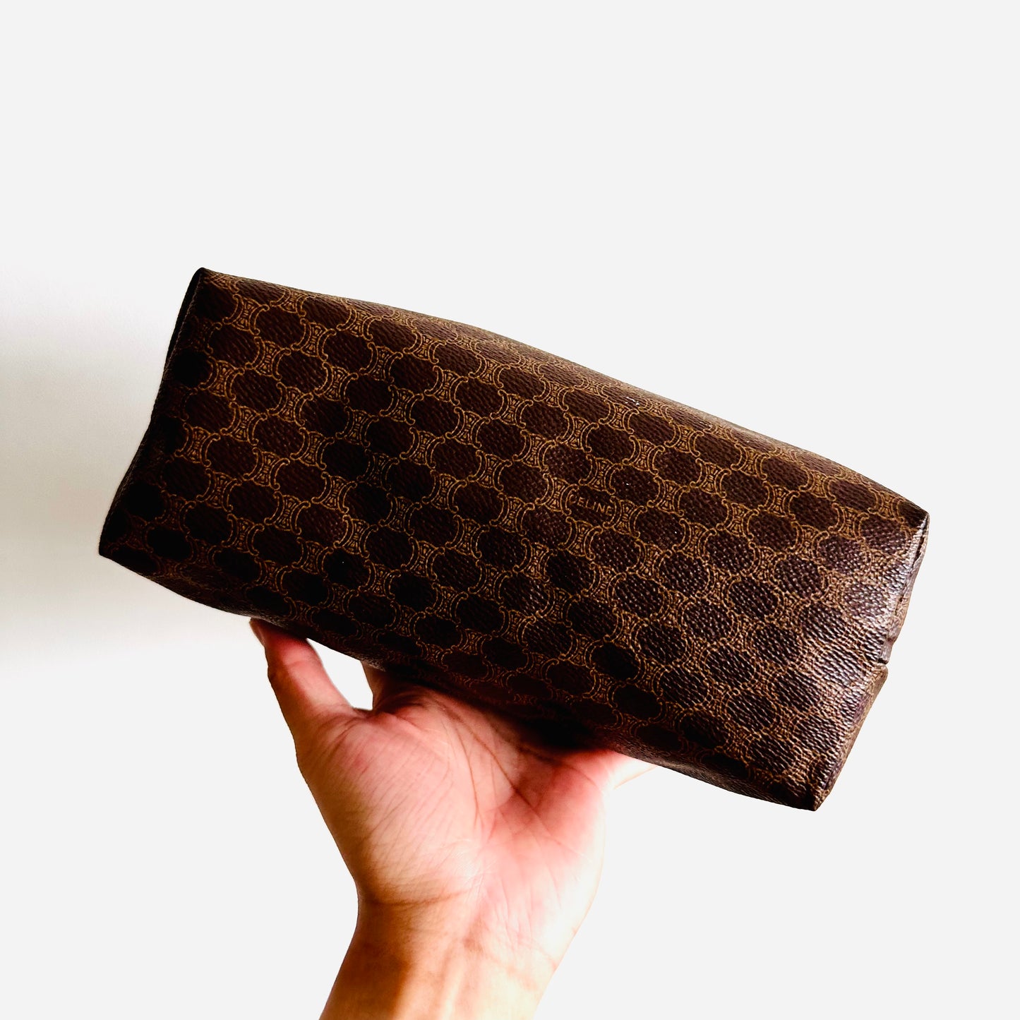 Celine Triomphe Macadam Monogram Logo Vintage GHW Toiletry Pouch Case Clutch