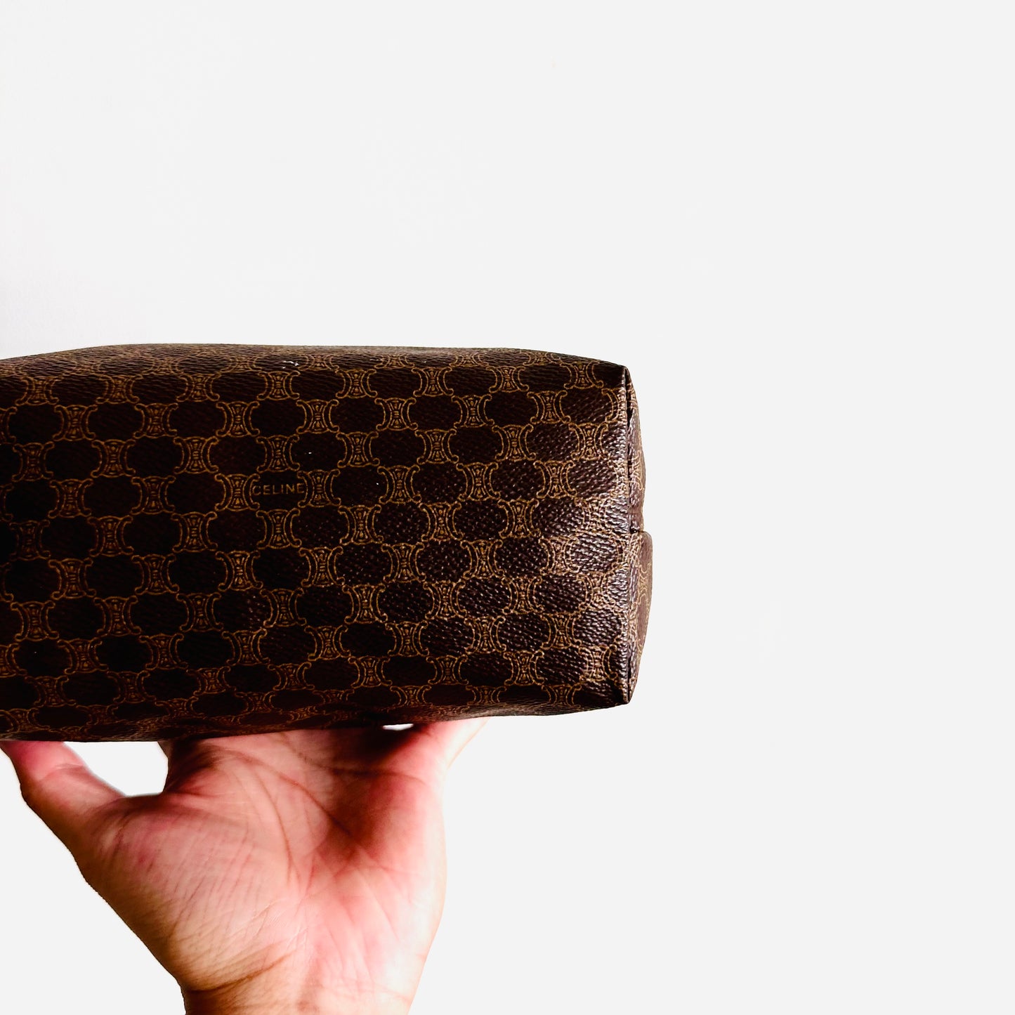 Celine Triomphe Macadam Monogram Logo Vintage GHW Toiletry Pouch Case Clutch