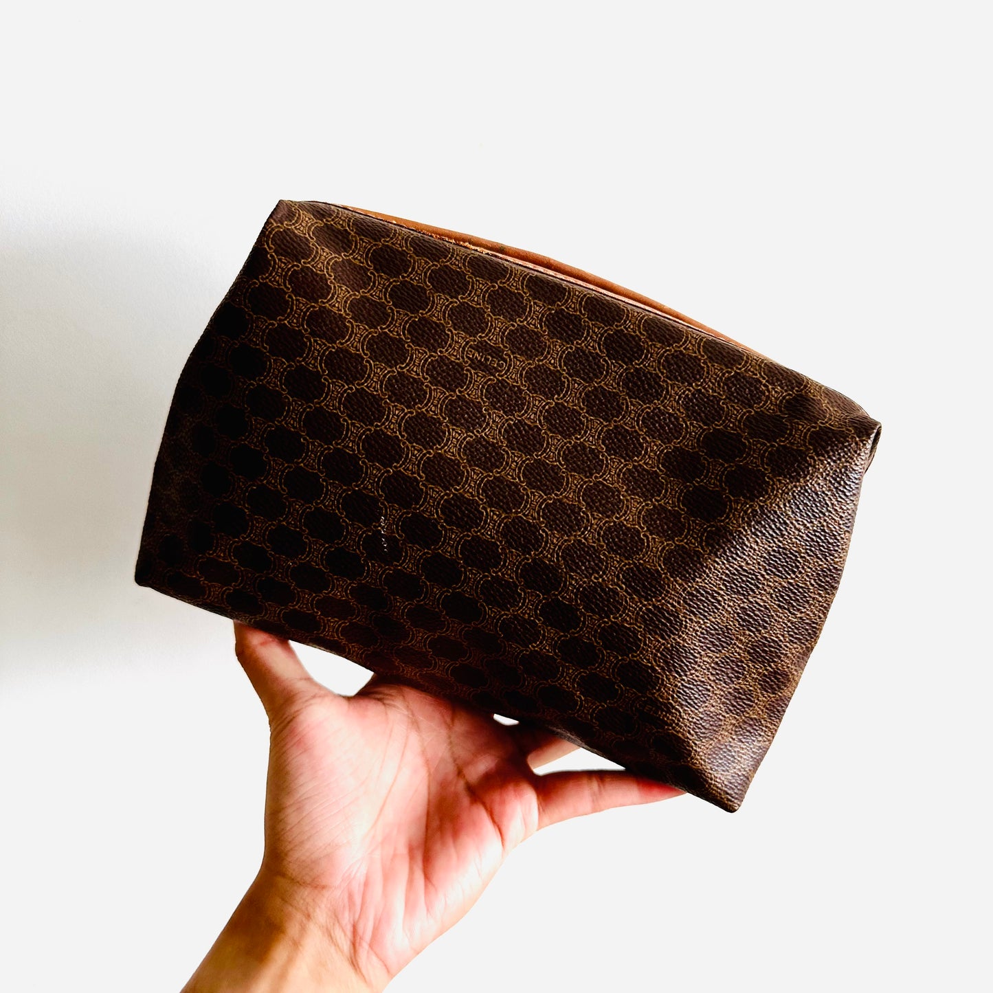 Celine Triomphe Macadam Monogram Logo Vintage GHW Toiletry Pouch Case Clutch