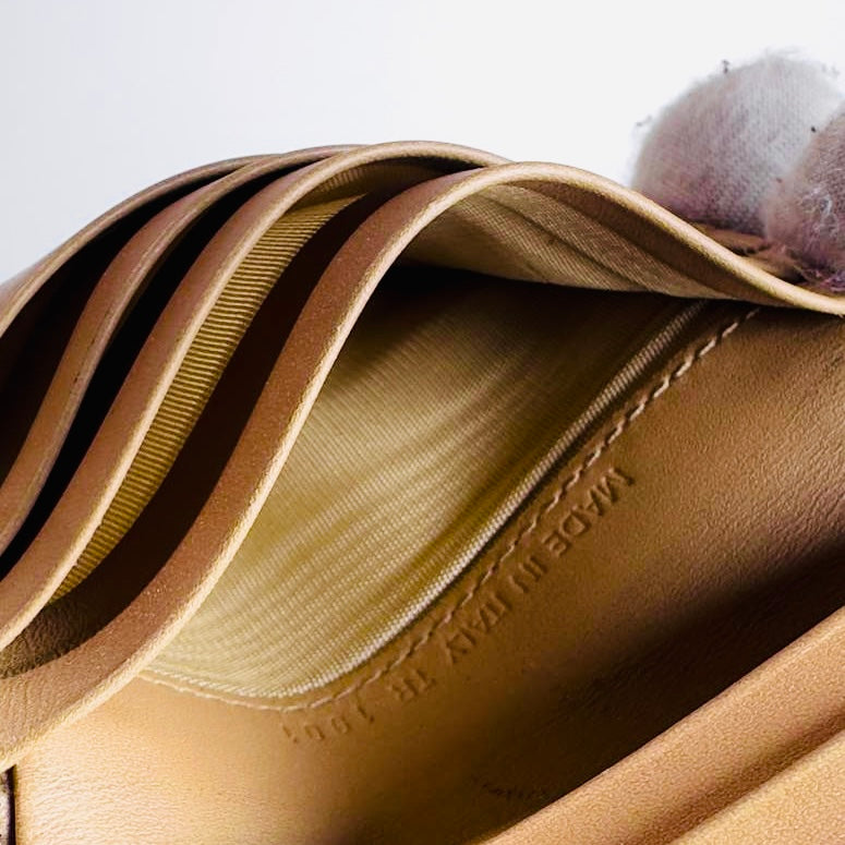 Christian Dior CD Brown GHW Saddle Lotus Oblique Monogram Logo Flap Bifold Compact Wallet