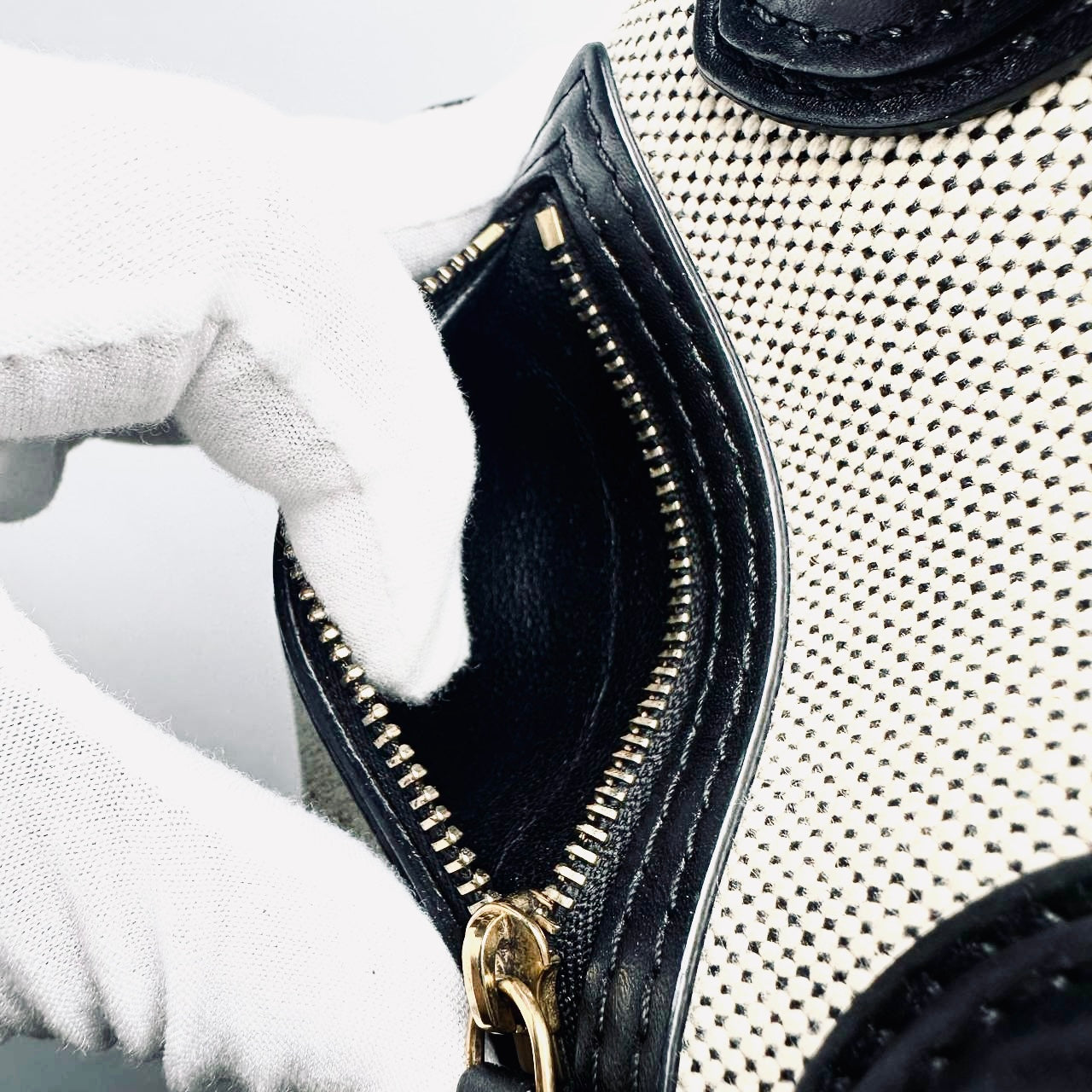 Celine Nano Luggage Beige / Black / Taupe GHW Monogram Logo Leather / Toile / Suede Tricolour Top Handle Shoulder Sling Bag