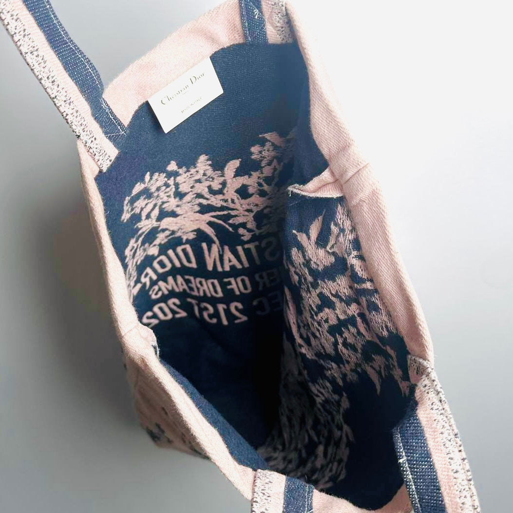 Christian Dior CD Pink Monogram Logo Floral Shopper Shoulder Tote Bag