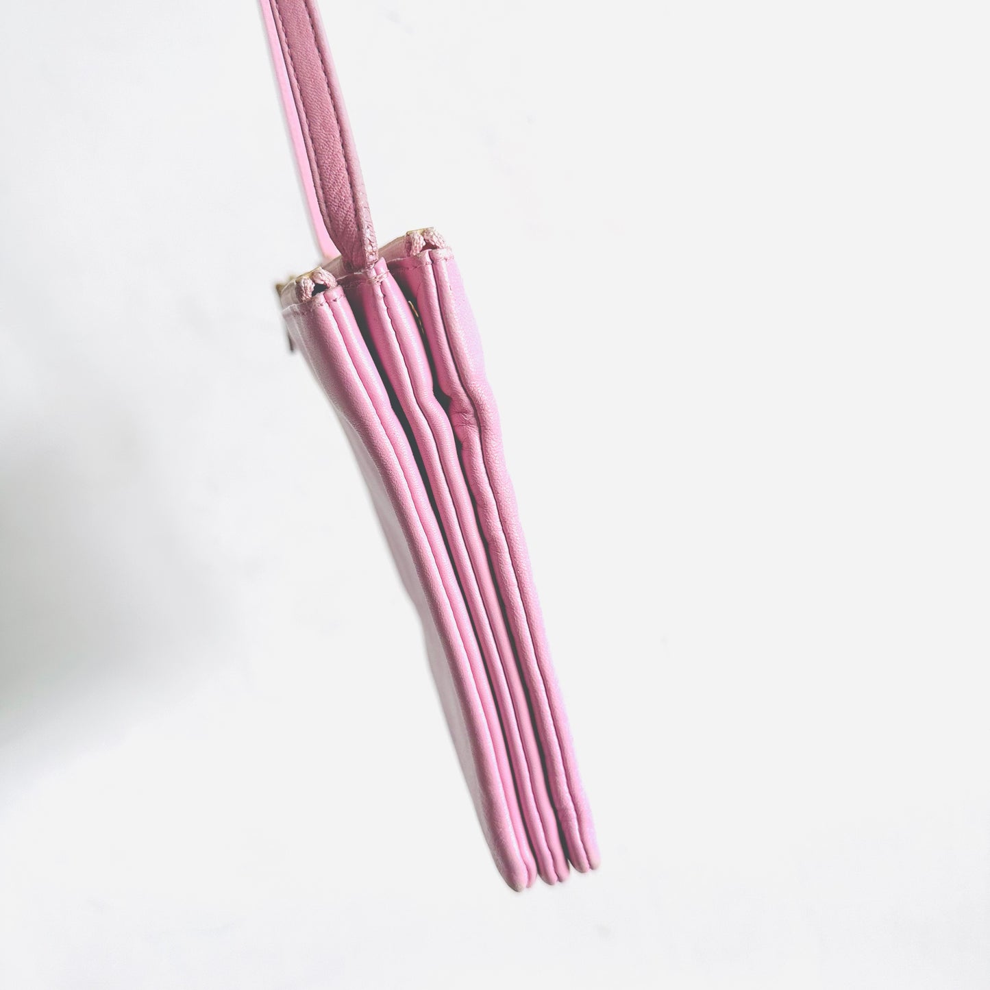 Celine Bubblegum Baby Pink GHW Large Trio Logo Shoulder Sling Bag / Pouch Case Clutch