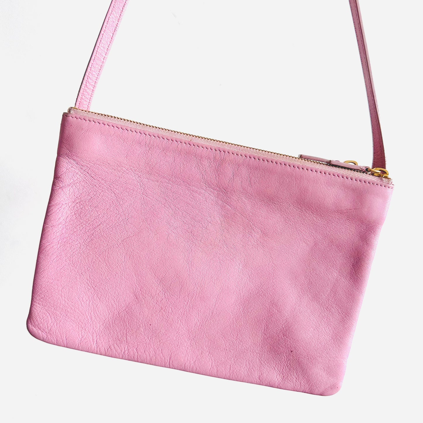 Celine Bubblegum Baby Pink GHW Large Trio Logo Shoulder Sling Bag / Pouch Case Clutch