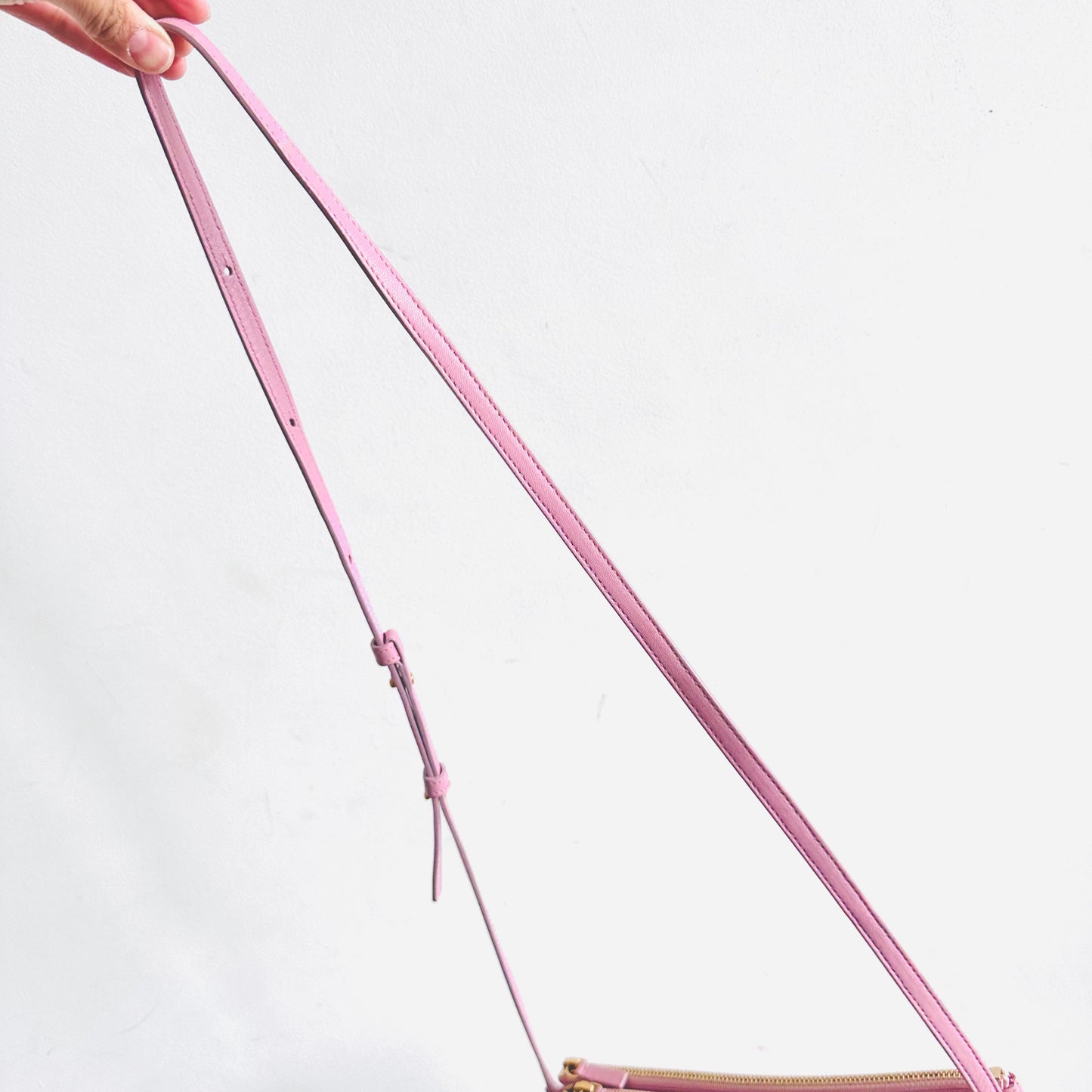Celine Bubblegum Baby Pink GHW Large Trio Logo Shoulder Sling Bag / Pouch Case Clutch