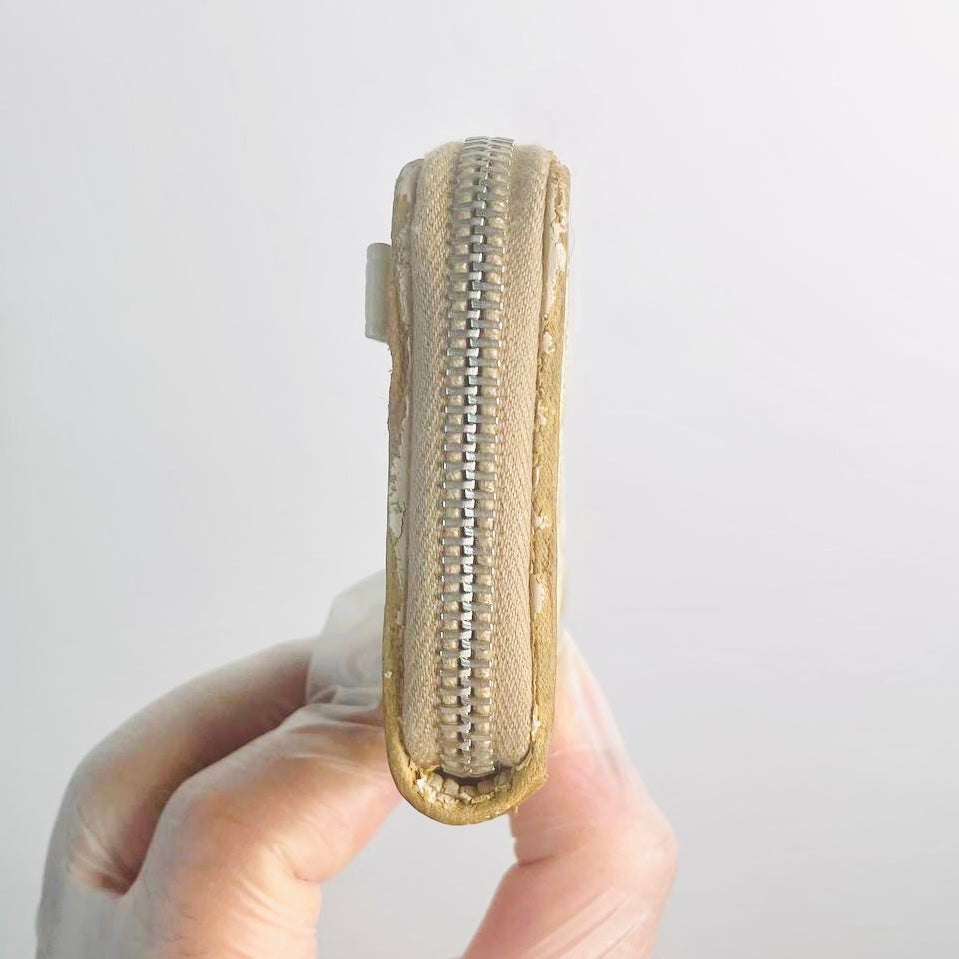 Christian Dior CD Romantique Beige Oblique Monogram Logo Zippy Zip Around Compact Wallet
