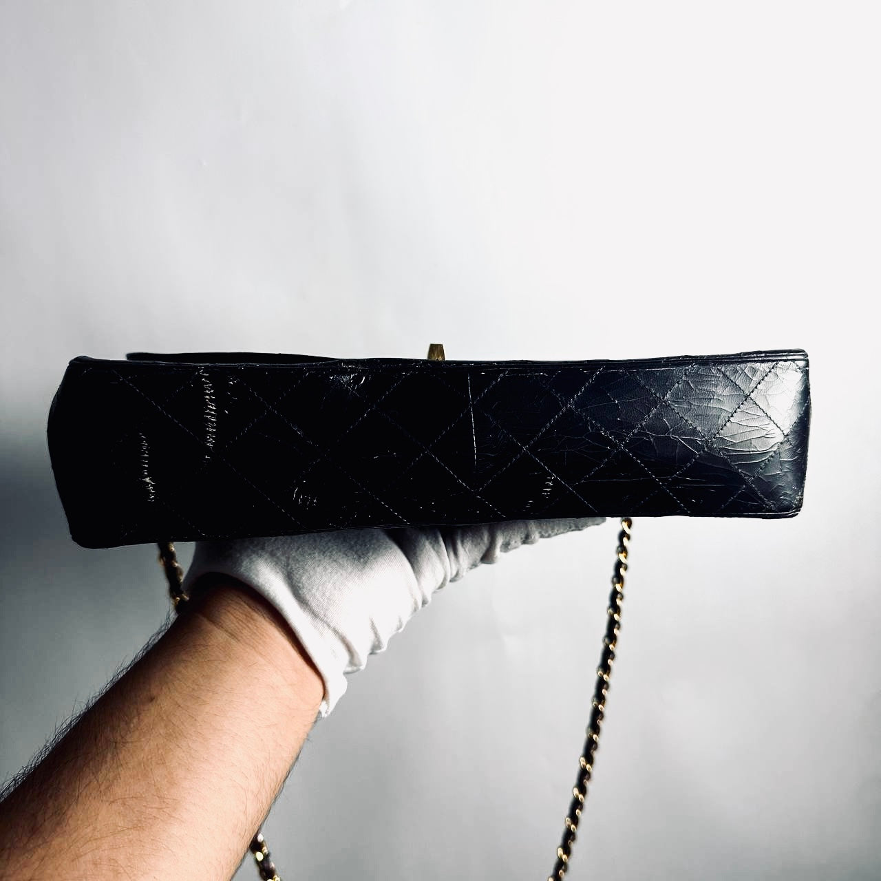 Chanel CC Black GHW Logo Classic Flap Quilted Lambskin Turnlock Vintage Shoulder Sling Bag 0s