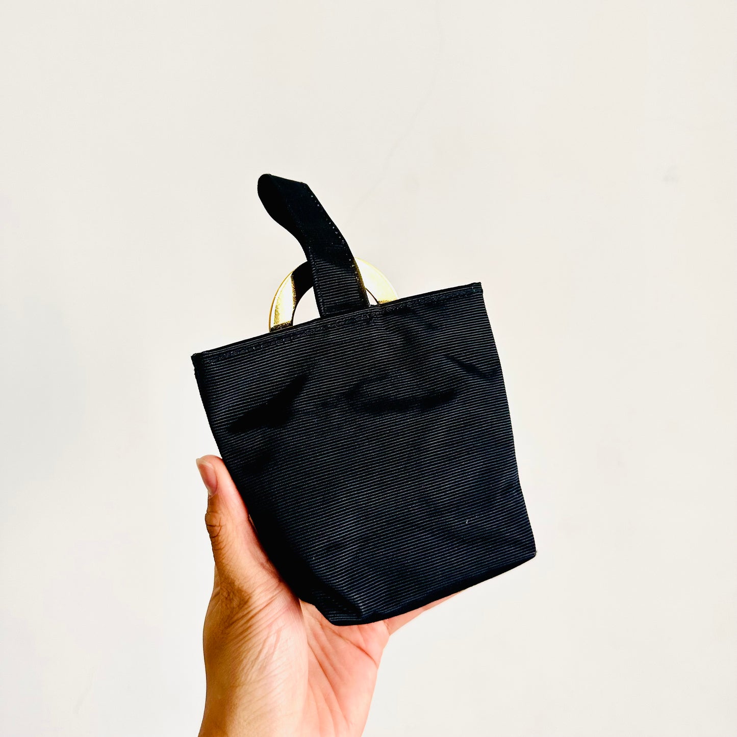 Celine Black GHW Arc De Triomphe Ring Monogram Logo Vintage Zip Mini Bag