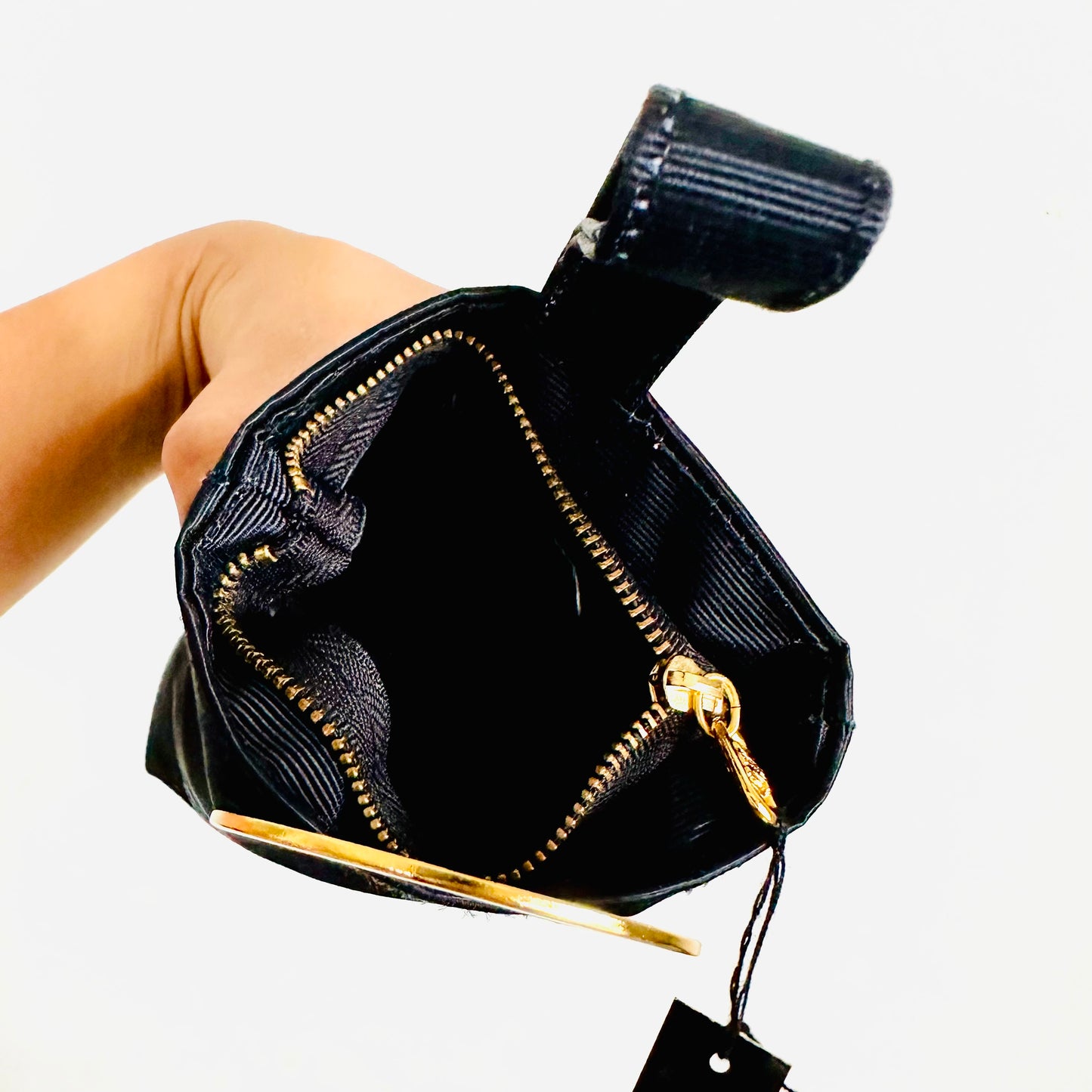 Celine Black GHW Arc De Triomphe Ring Monogram Logo Vintage Zip Mini Bag