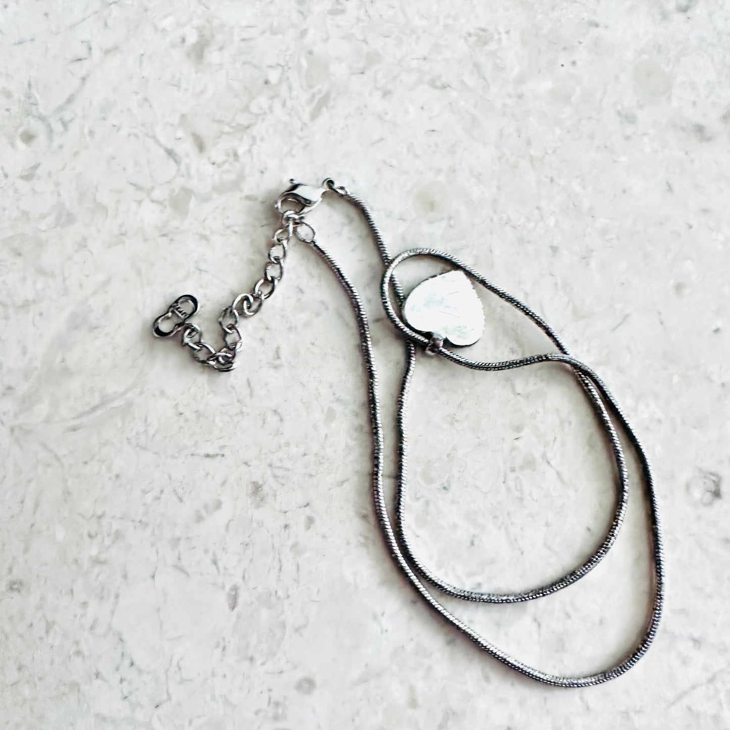 Christian Dior CD Monogram Silver Crystals Heart Chain Necklace