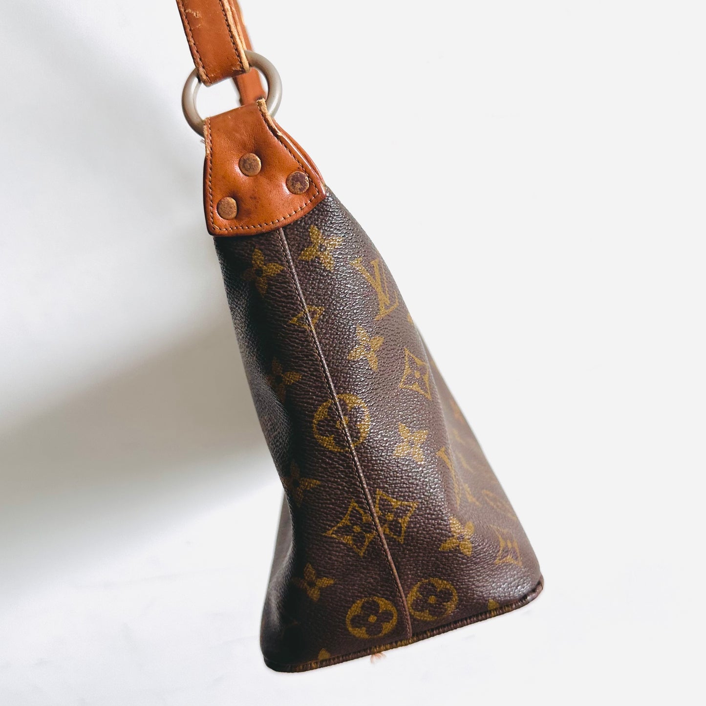 Louis Vuitton LV Boulogne Monogram Logo GHW Baguette Hobo Vintage Shoulder Sling Bag