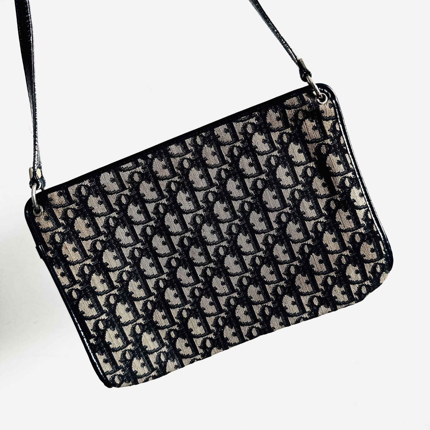 Christian Dior CD Navy Blue Oblique Monogram Logo Shoulder Sling Bag