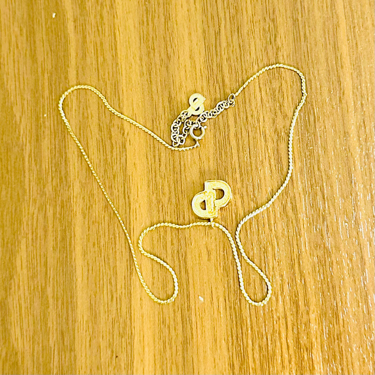 Christian Dior CD Gold & Crystals Giant Monogram Logo Signature Classic Chain Necklace