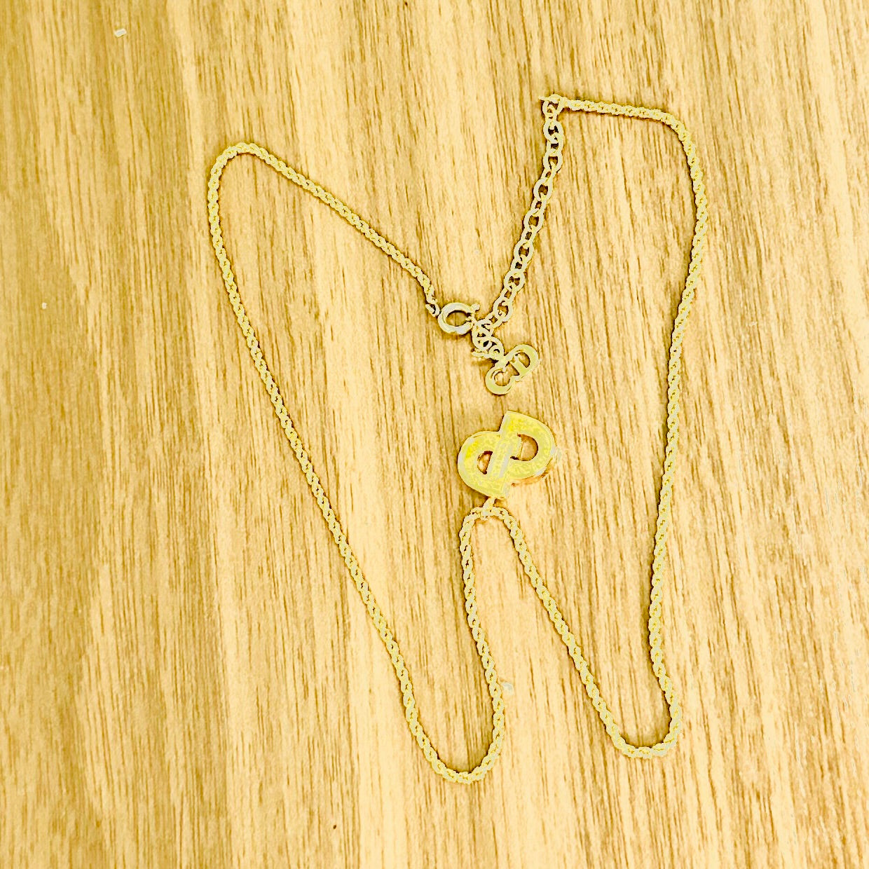 Christian Dior Monogram Logo CD Giant Gold & Crystals Necklace