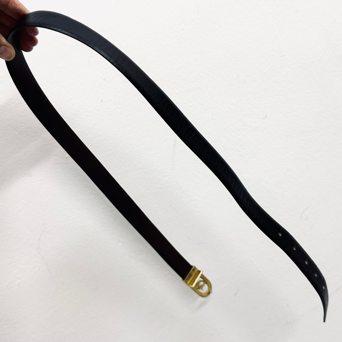 Christian Dior CD Black GHW Giant Buckle Logo Smooth Leather Iconic Belt