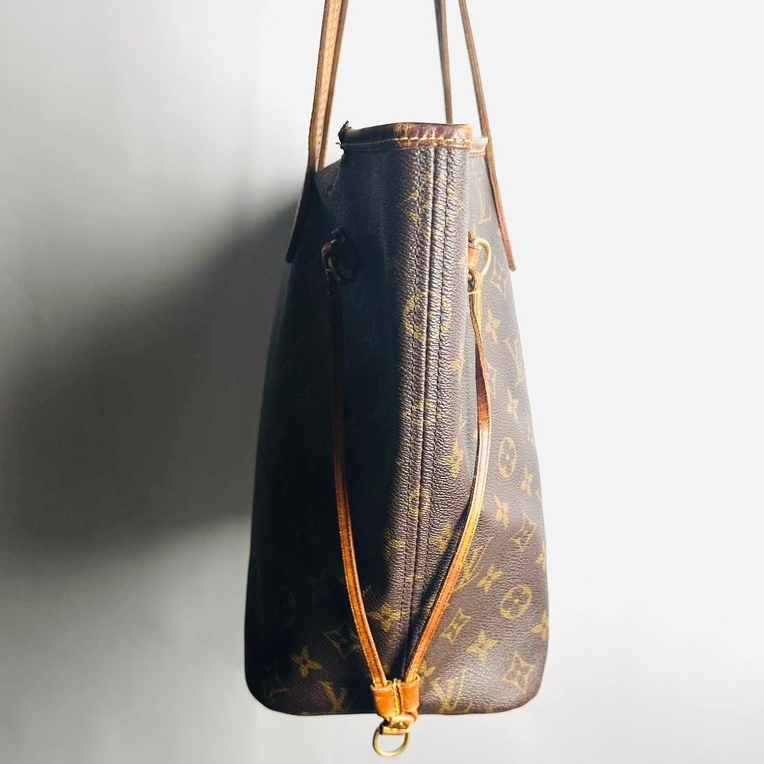 Louis Vuitton LV Neverfull MM Monogram Logo GHW Shoulder Shopper Tote Bag