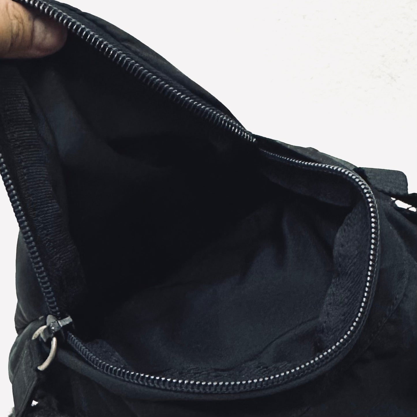 Prada Tessuto Black Classic Logo Nylon Flap Backpack Drawstring Bag