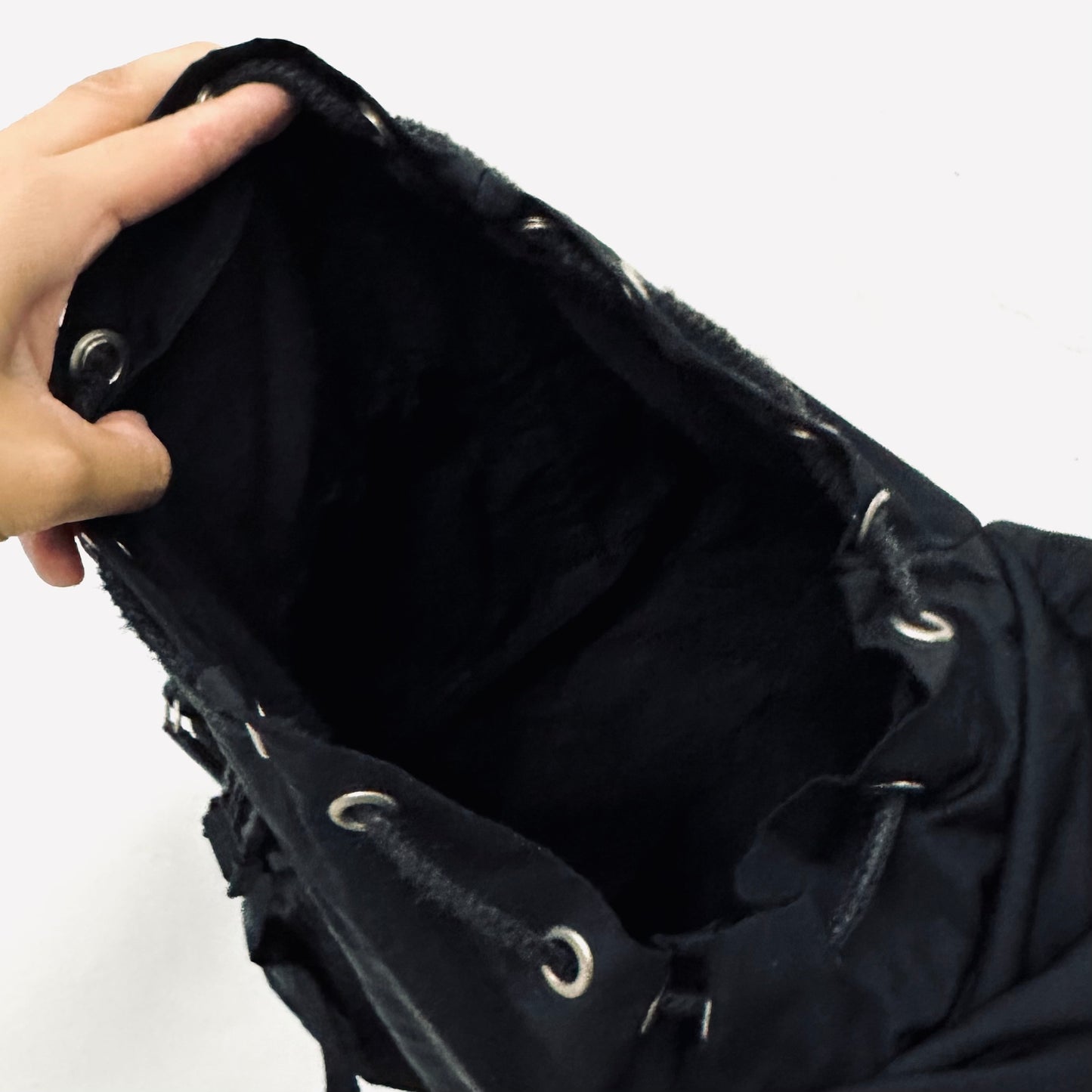 Prada Tessuto Black Classic Logo Nylon Flap Backpack Drawstring Bag