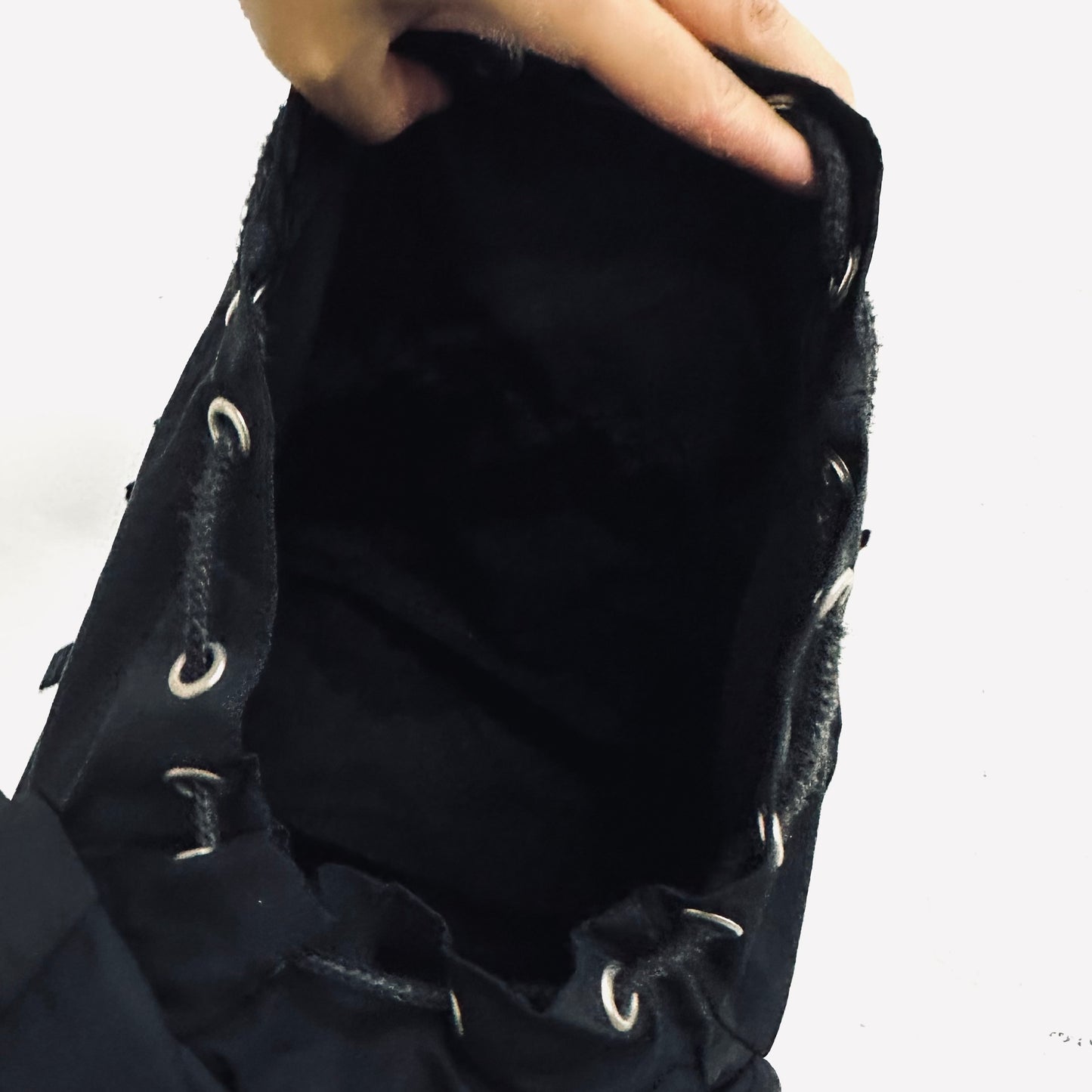 Prada Tessuto Black Classic Logo Nylon Flap Backpack Drawstring Bag