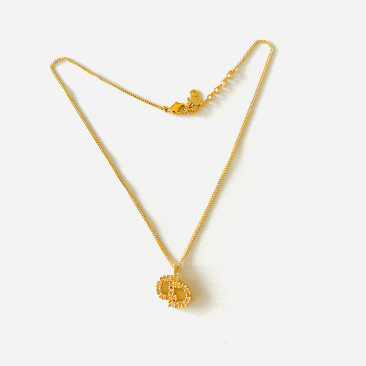 Christian Dior Gold & Crystals CD Monogram Logo Classic Vintage Necklace