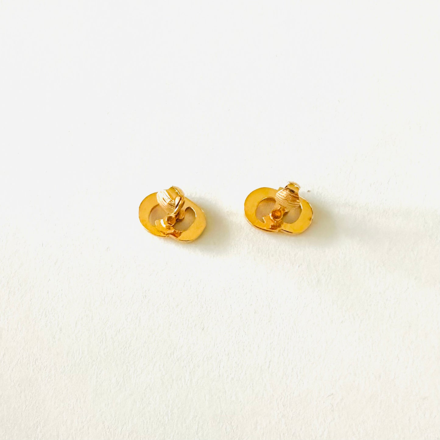 Christian Dior CD Giant Gold Monogram Logo Signature Classic Clip On Vintage Earrings