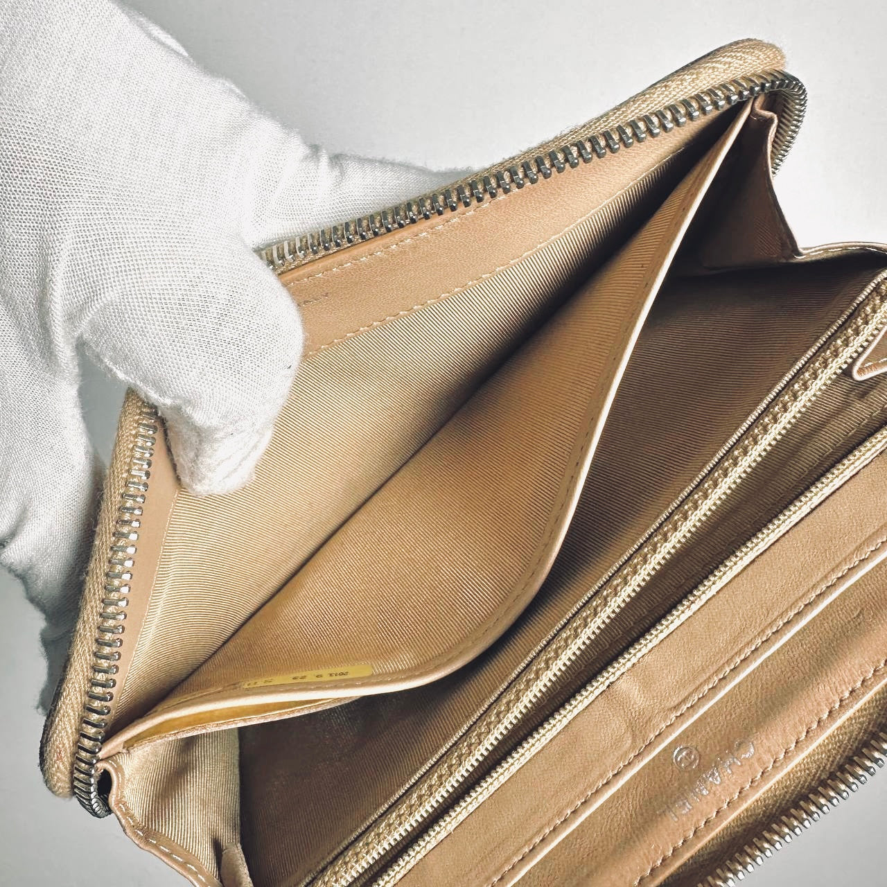 Chanel Zippy Warm Taupe Beige CC Logo Quilted Lambskin Zip Around Long Wallet 18s