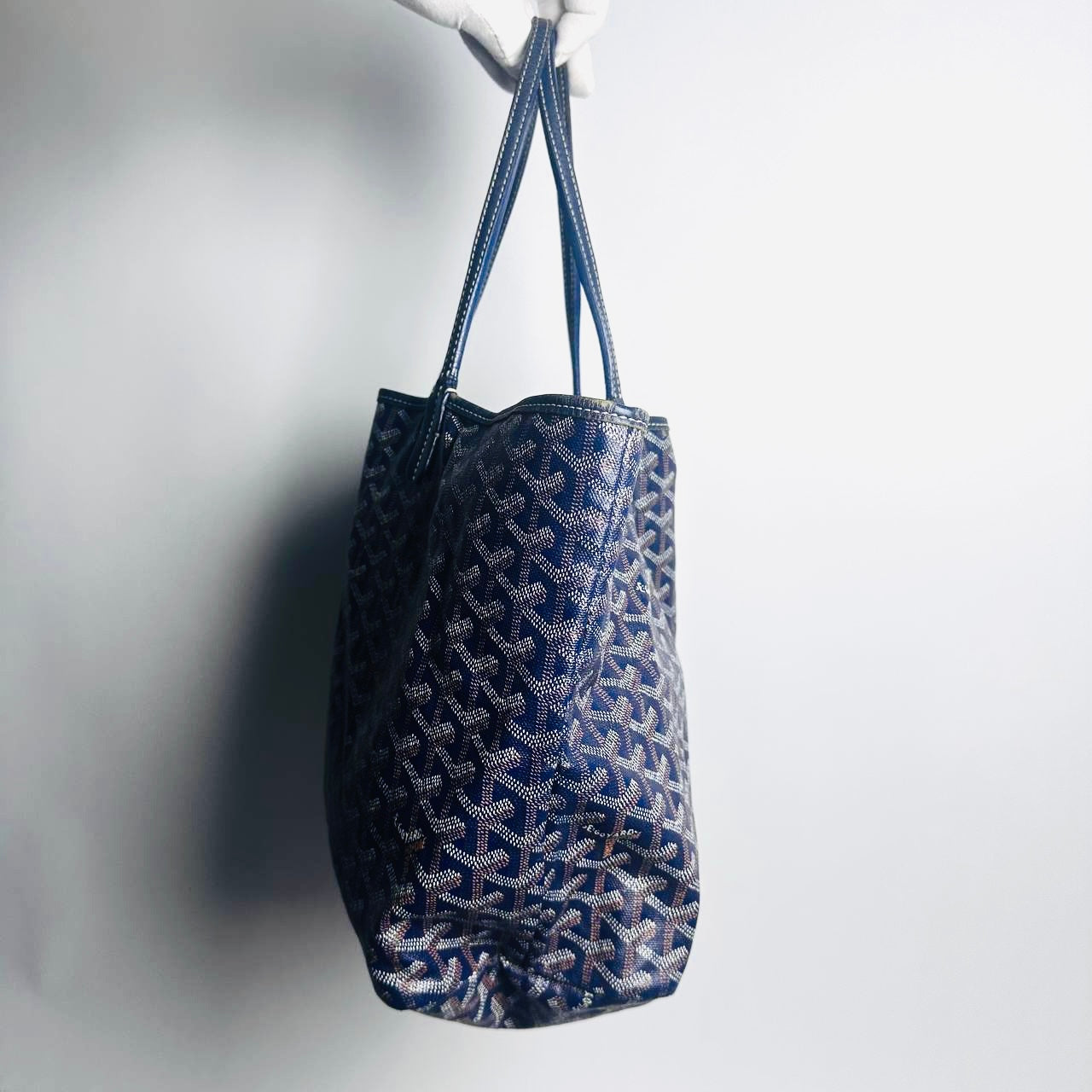 Goyard Navy Blue Saint Louis PM Monogram Shopper Shoulder Tote Bag With Pouch