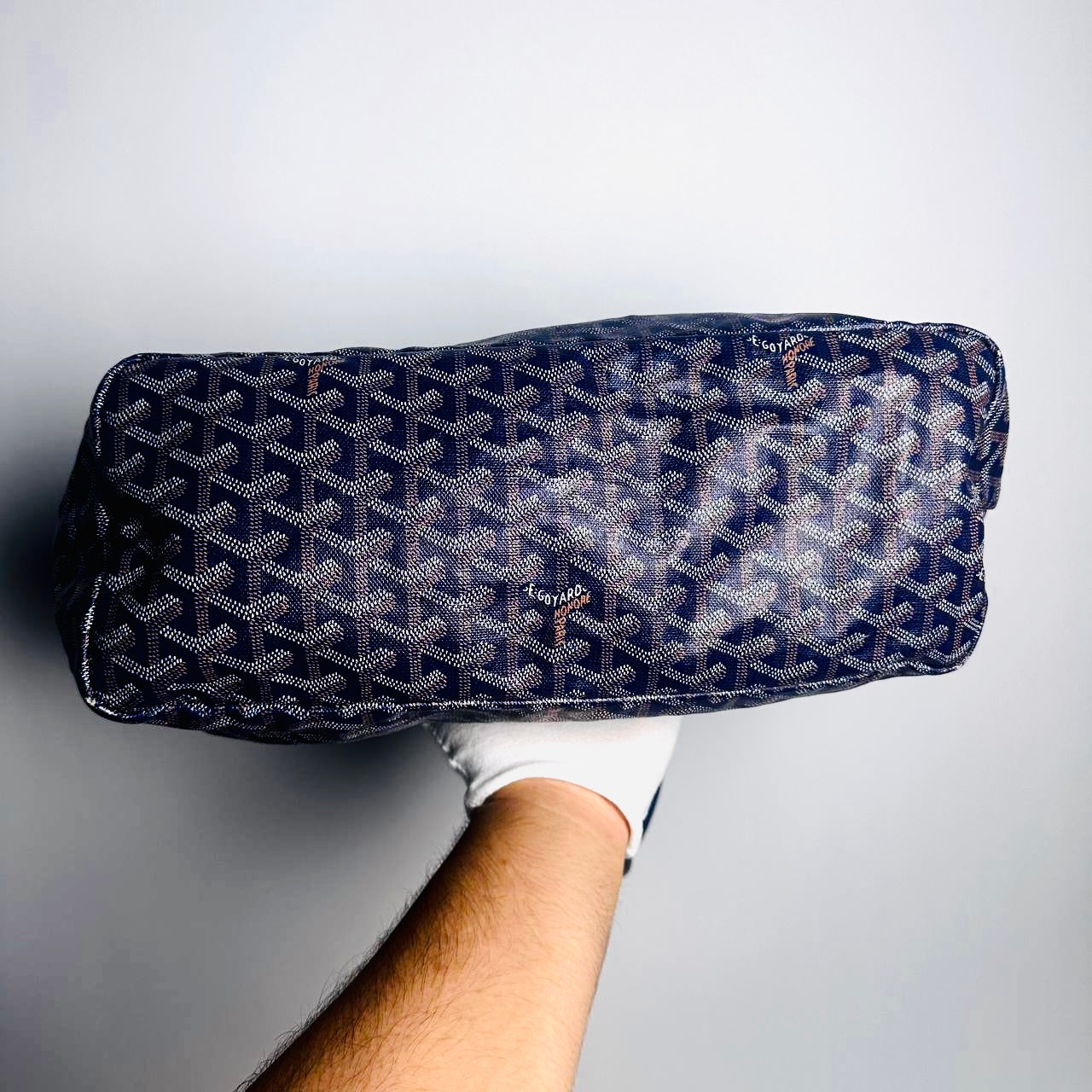 Goyard Navy Blue Saint Louis PM Monogram Shopper Shoulder Tote Bag With Pouch