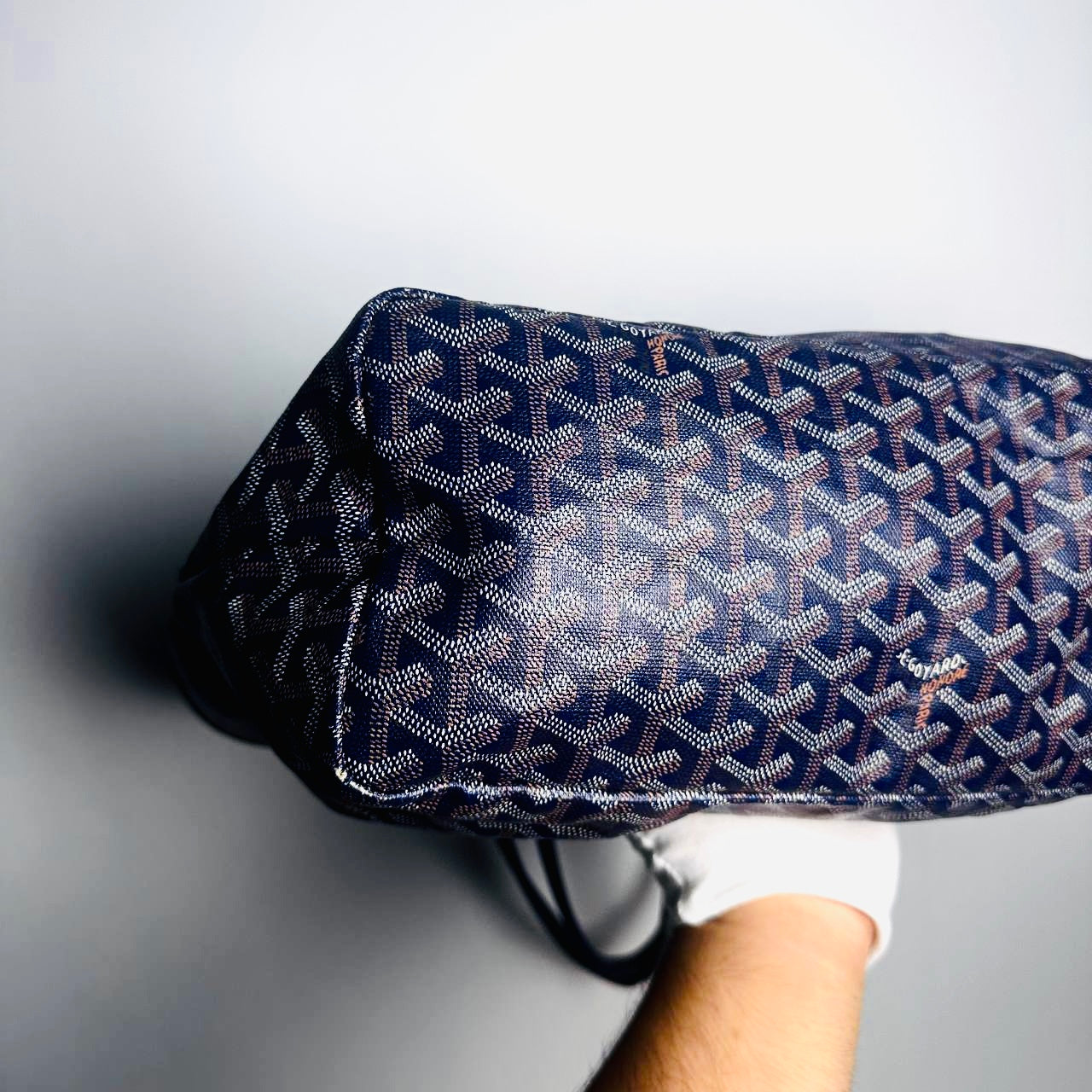 Goyard Navy Blue Saint Louis PM Monogram Shopper Shoulder Tote Bag With Pouch