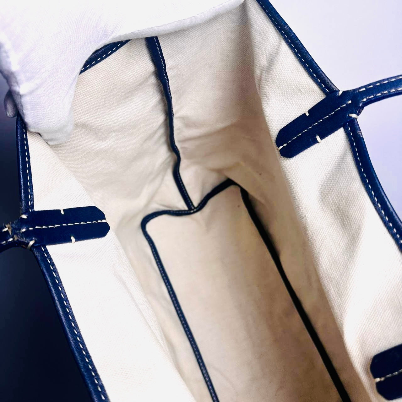 Goyard Navy Blue Saint Louis PM Monogram Shopper Shoulder Tote Bag With Pouch