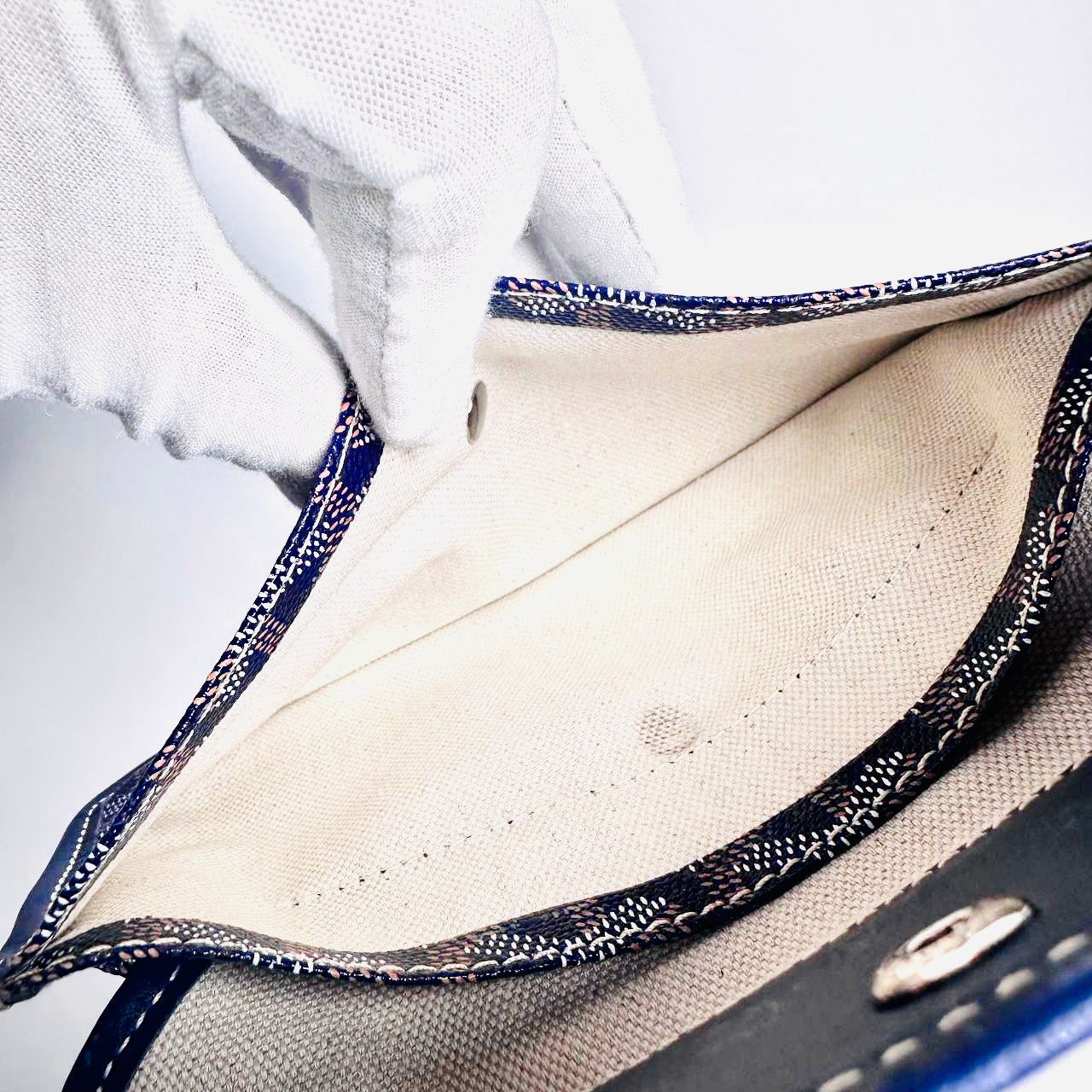 Goyard Navy Blue Saint Louis PM Monogram Shopper Shoulder Tote Bag With Pouch