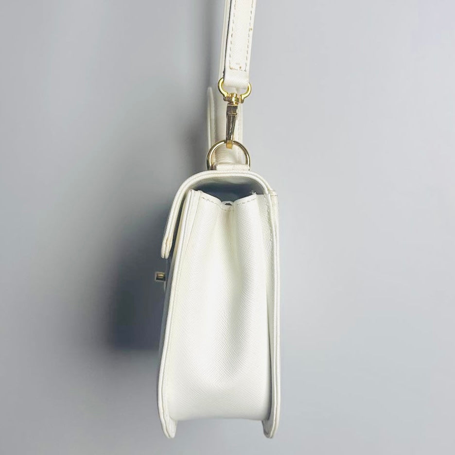 Givenchy White GHW Leather Classic Flap Logo 2-Way Shopper Shoulder Sling Top Handle Bag