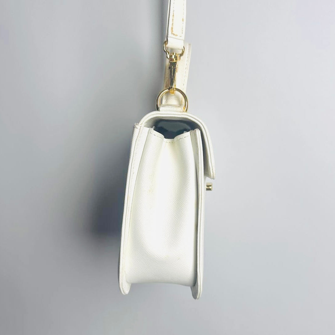 Givenchy White GHW Leather Classic Flap Logo 2-Way Shopper Shoulder Sling Top Handle Bag